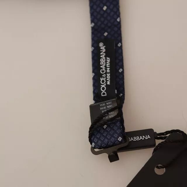 Dolce & Gabbana Blue Patterned Silk Adjustable Neck Bow Tie Men