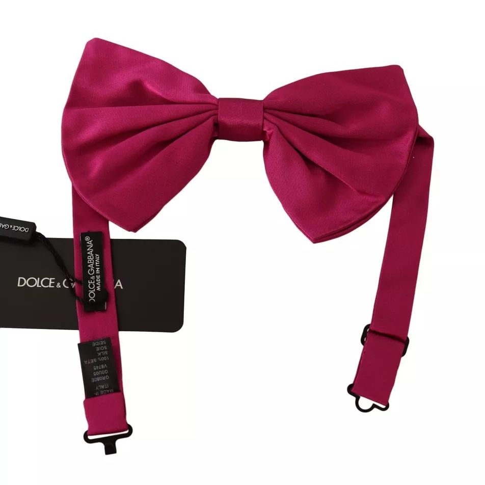 Dolce & Gabbana Pink 100% Silk Adjustable Neck Bow Tie Men