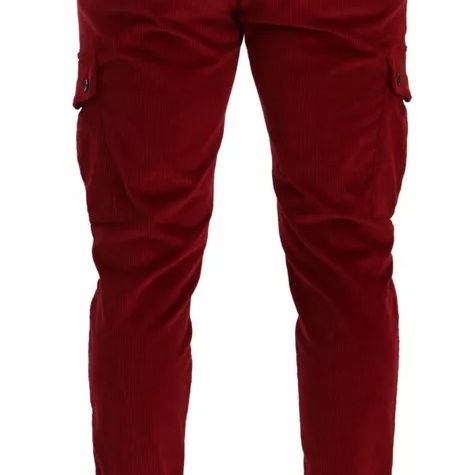 Dolce & Gabbana Red Corduroy Cotton Cargo Skinny Pants