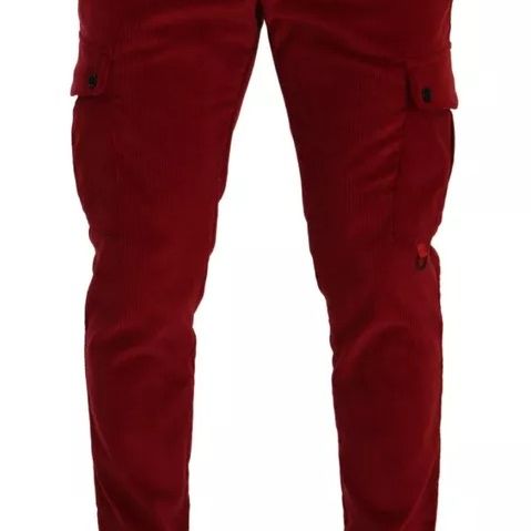 Dolce & Gabbana Red Corduroy Cotton Cargo Skinny Pants