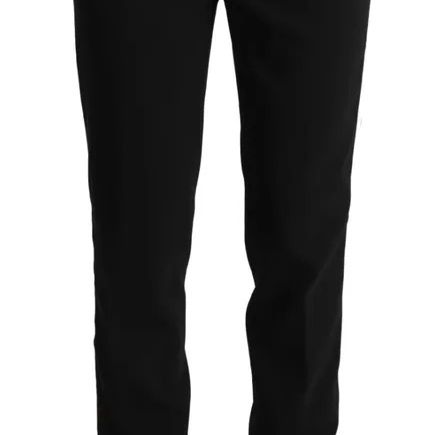 Dolce & Gabbana Black White Stripes Wool Tapered Pants