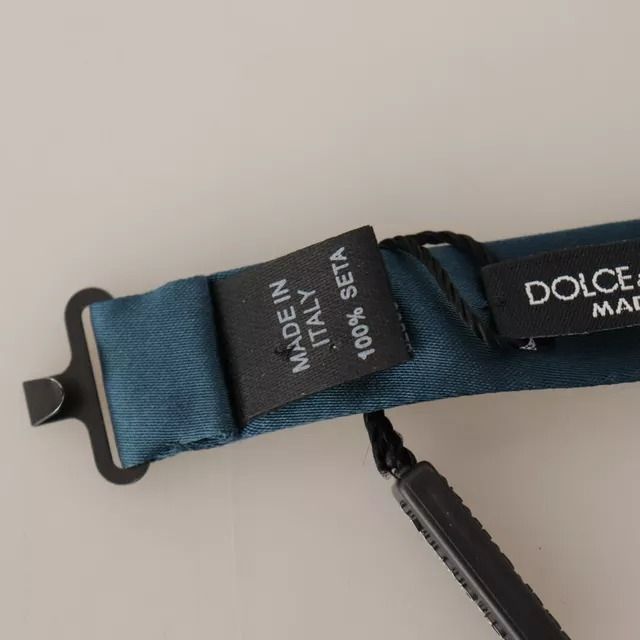 Dolce & Gabbana Blue 100% Silk Adjustable Neck Bow Tie Mens
