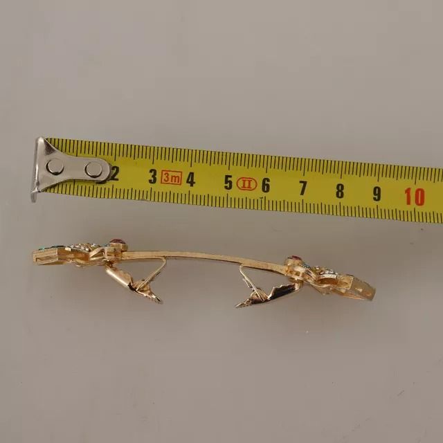 Dolce & Gabbana Gold Plated 925 Sterling Silver Crystal Collar Stop Brooch
