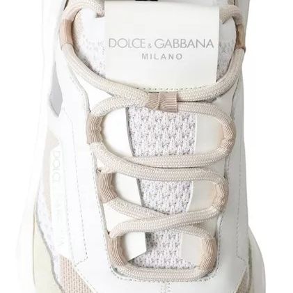 Dolce & Gabbana White Beige Leather Sport DAYMASTER Shoes Sneakers