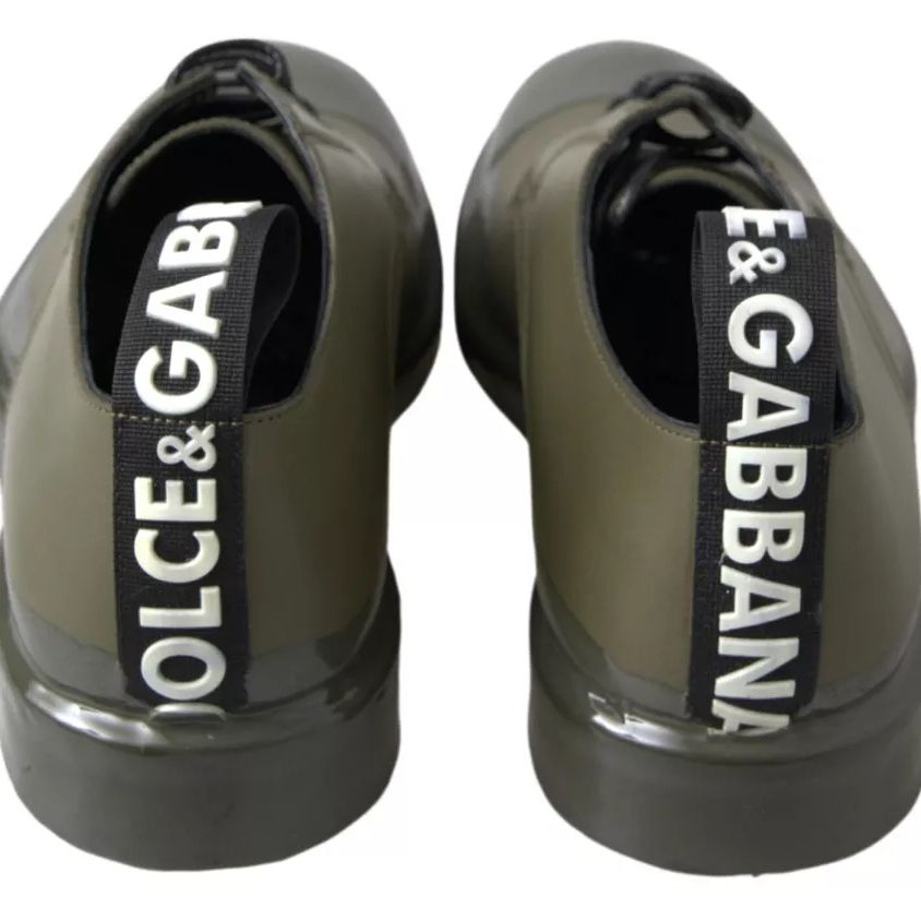 Dolce & Gabbana Green Leather Rubber Sole Dress Shoes