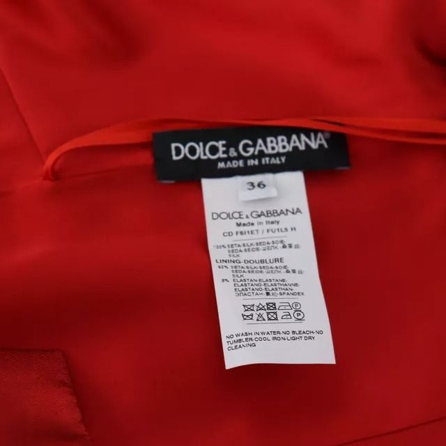 Dolce & Gabbana Red A-line Pleated Midi Satin Silk Dress