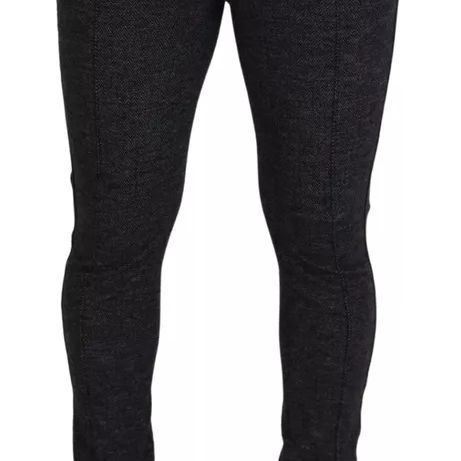 Dolce & Gabbana Gray Chevron Viscose Skinny Pants