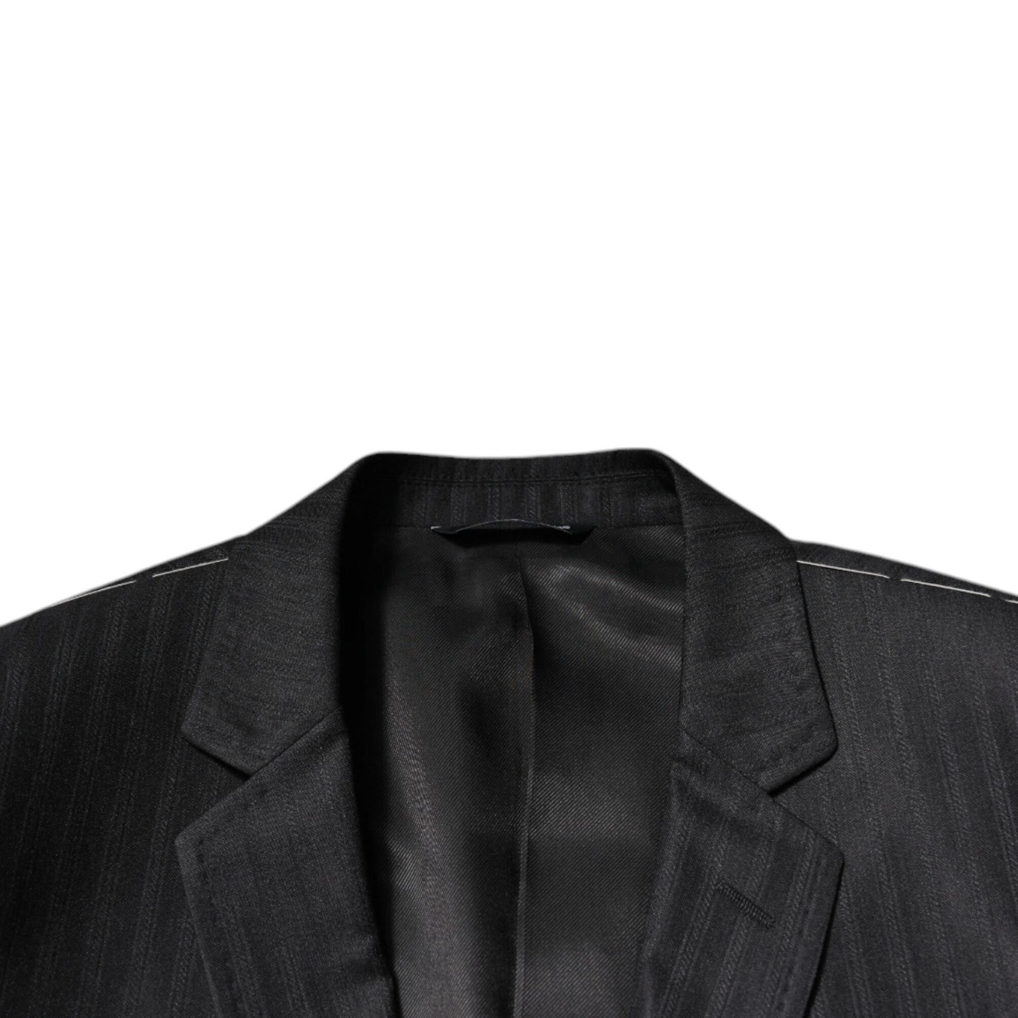 Dolce & Gabbana Black Stripe Wool Single Breasted Blazer