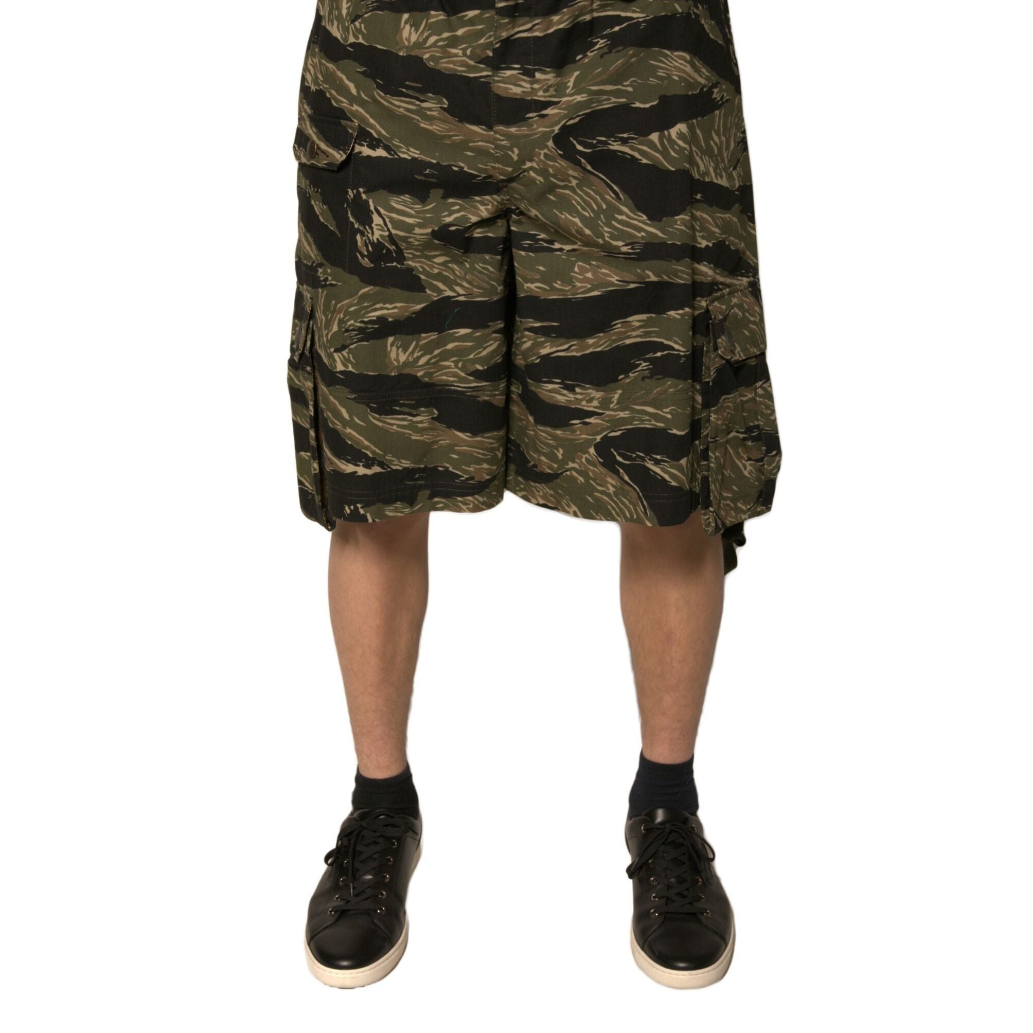 Dolce & Gabbana Black Gold Patterned Cotton Bermuda Shorts