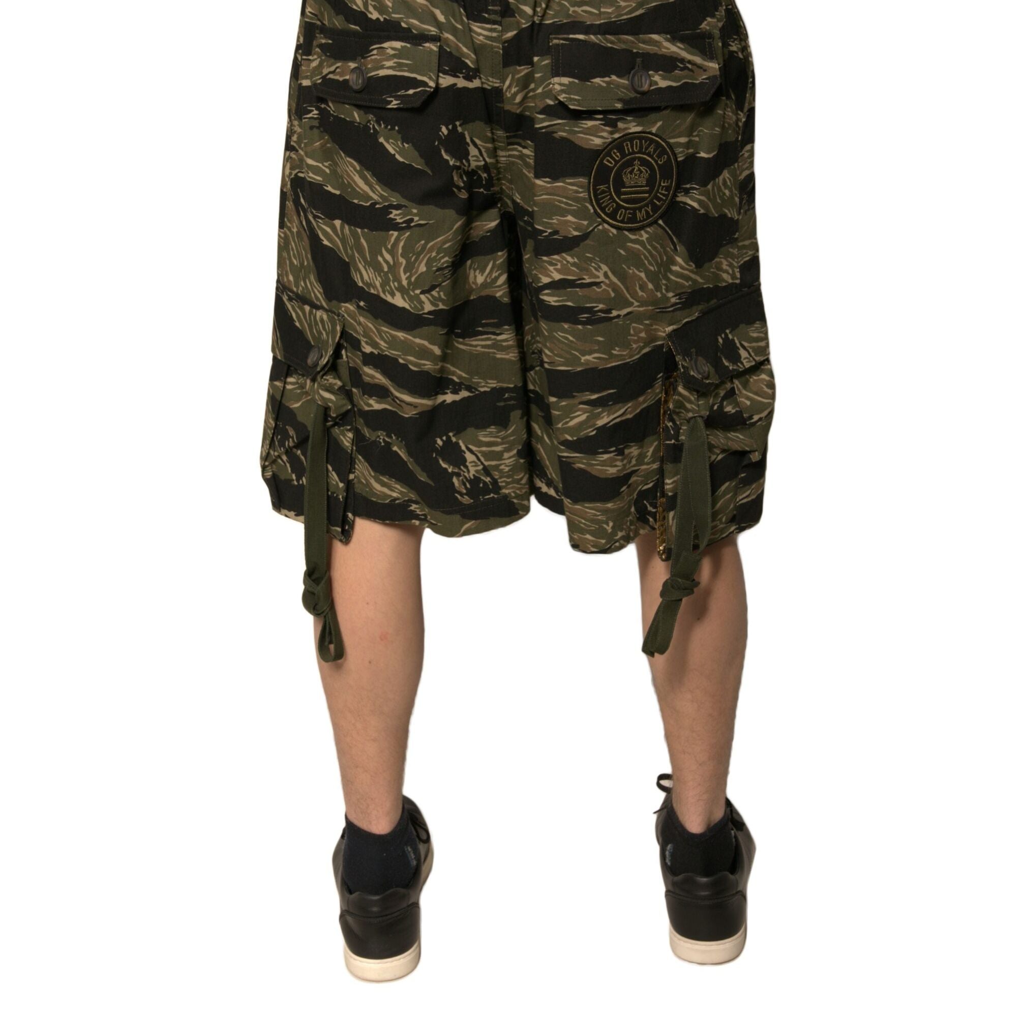 Dolce & Gabbana Black Gold Patterned Cotton Bermuda Shorts