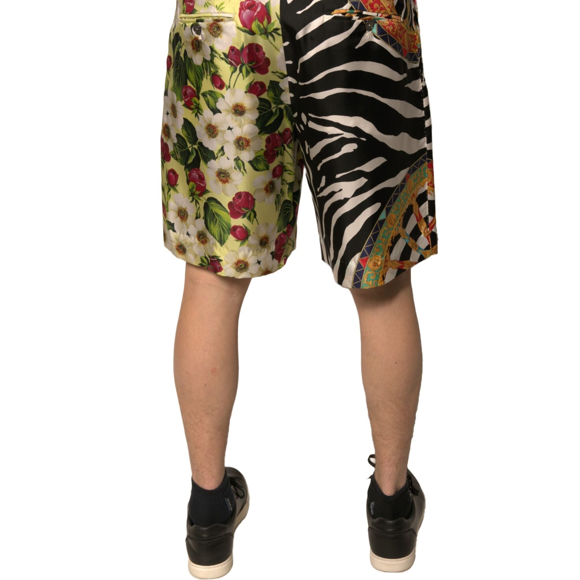Dolce & Gabbana Multicolor Patchwork Silk Men Chino Shorts