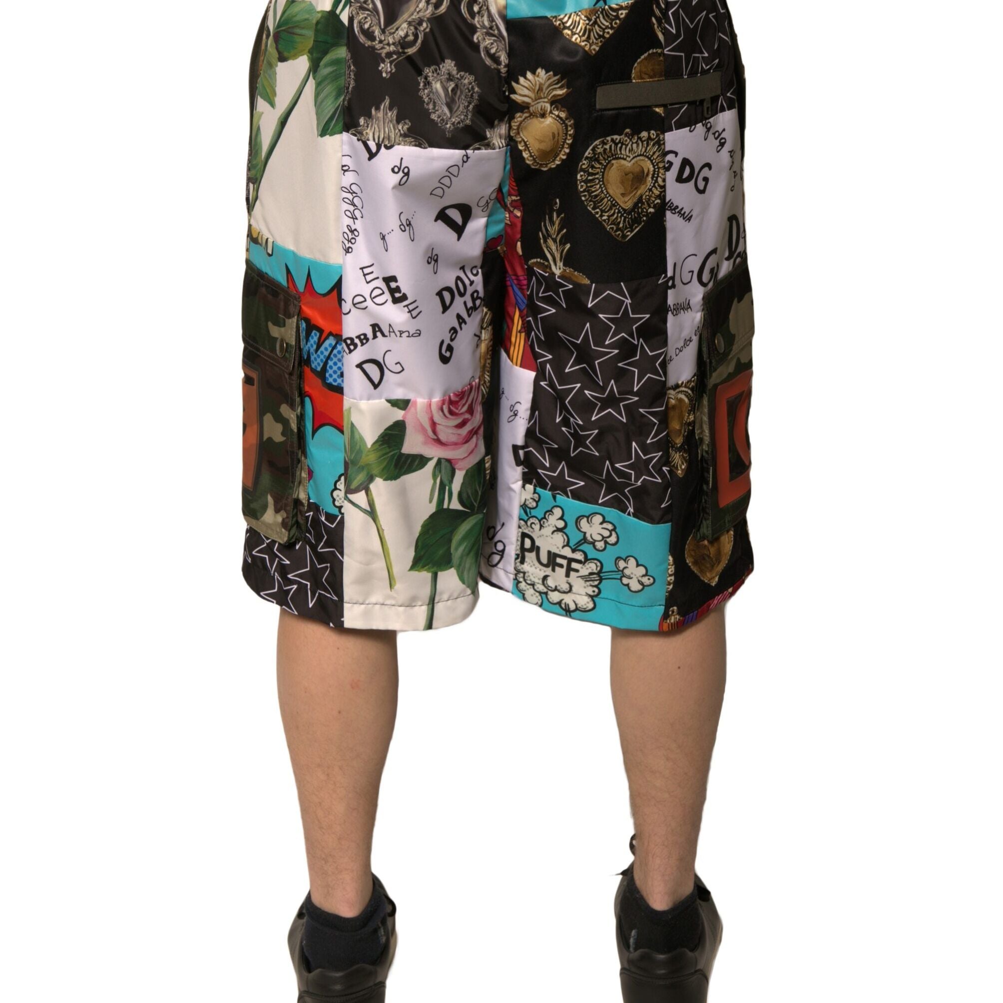 Dolce & Gabbana Multicolor Patchwork Cargo Bermuda Shorts