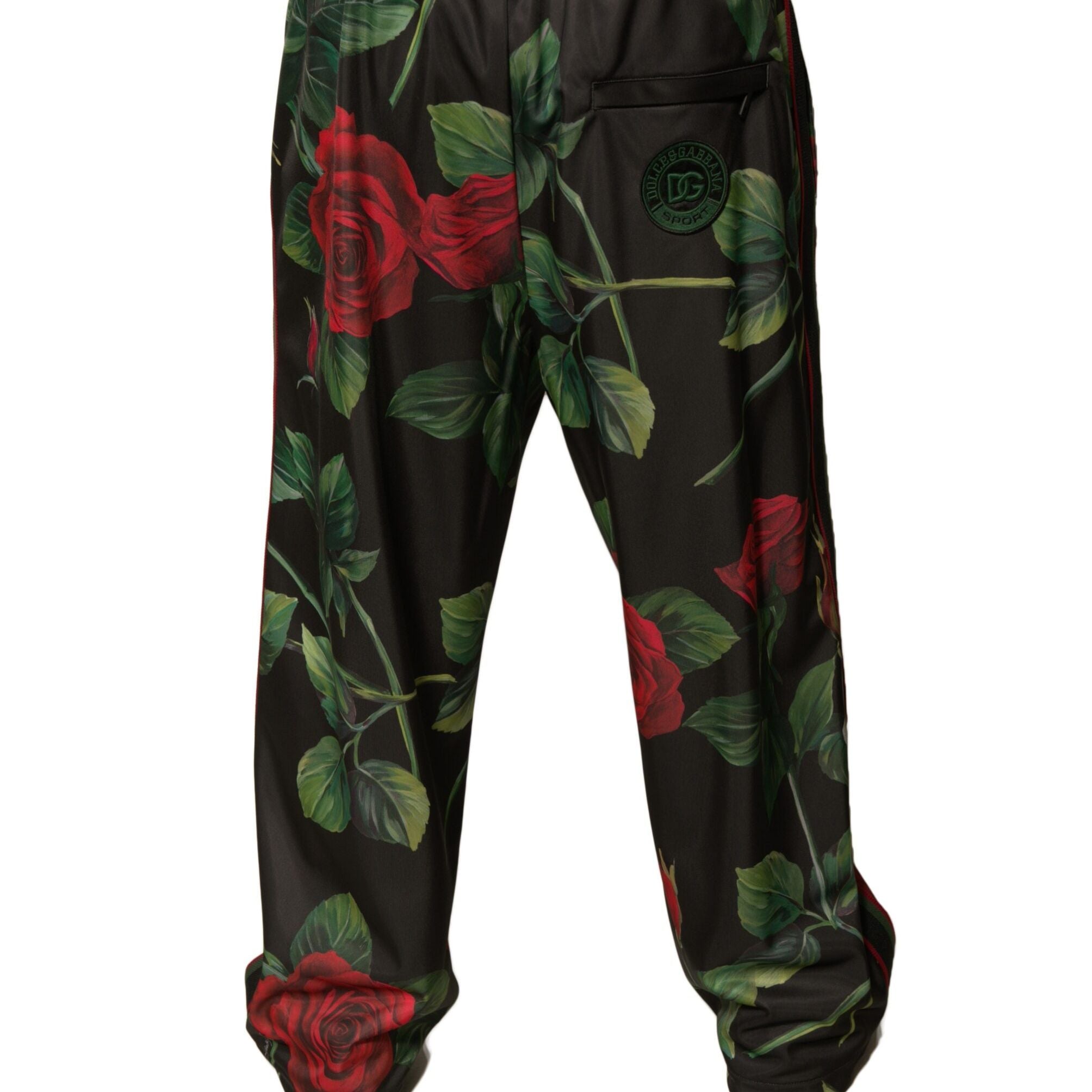 Dolce & Gabbana Black Floral Polyester Jogger Sweatpants Pants