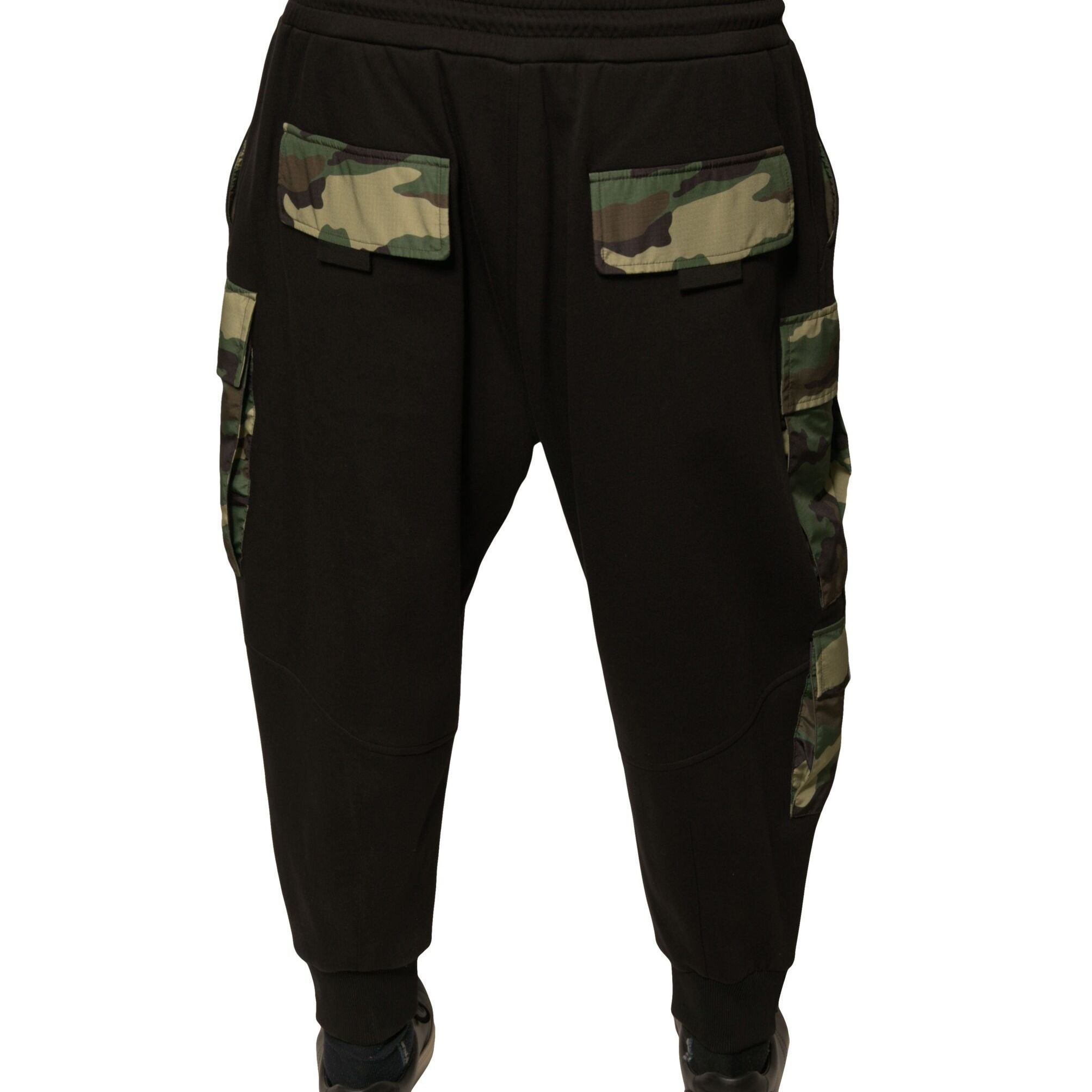 Dolce & Gabbana Black Camouflage Cotton Jogger Cargo Pants