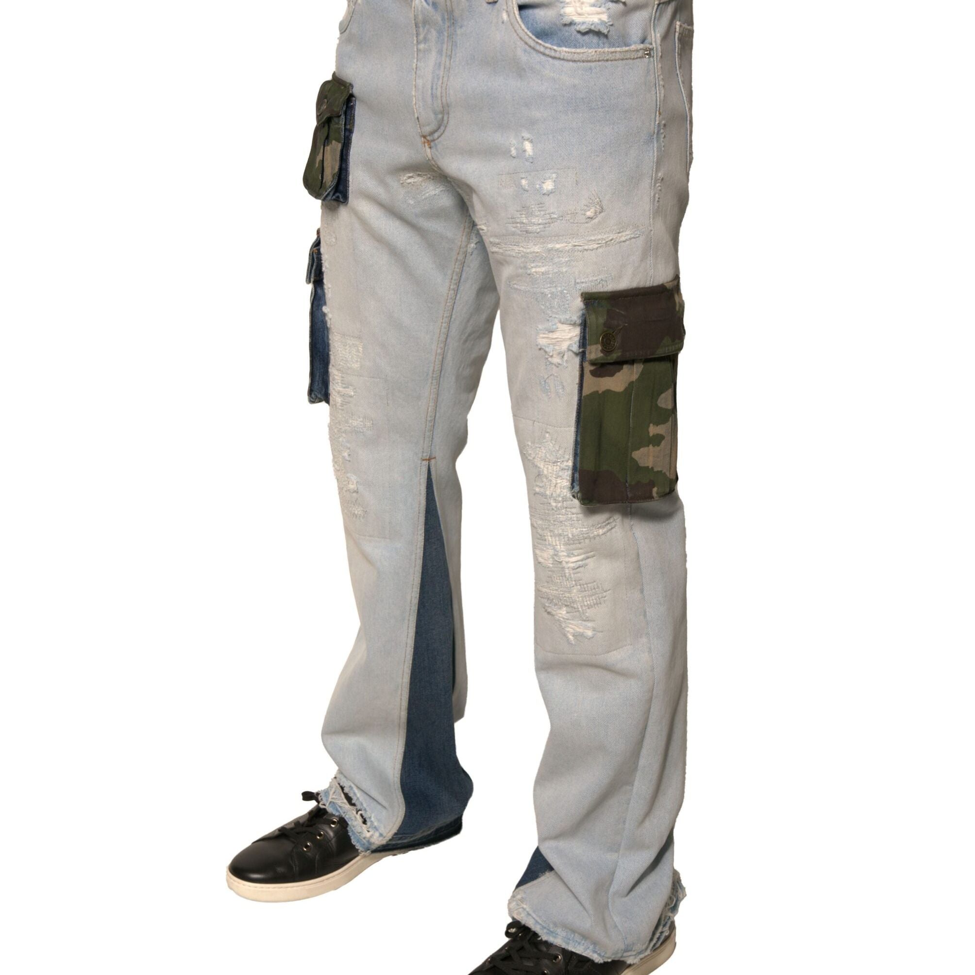 Dolce & Gabbana Light Blue Cotton Cargo Straight Denim Jeans