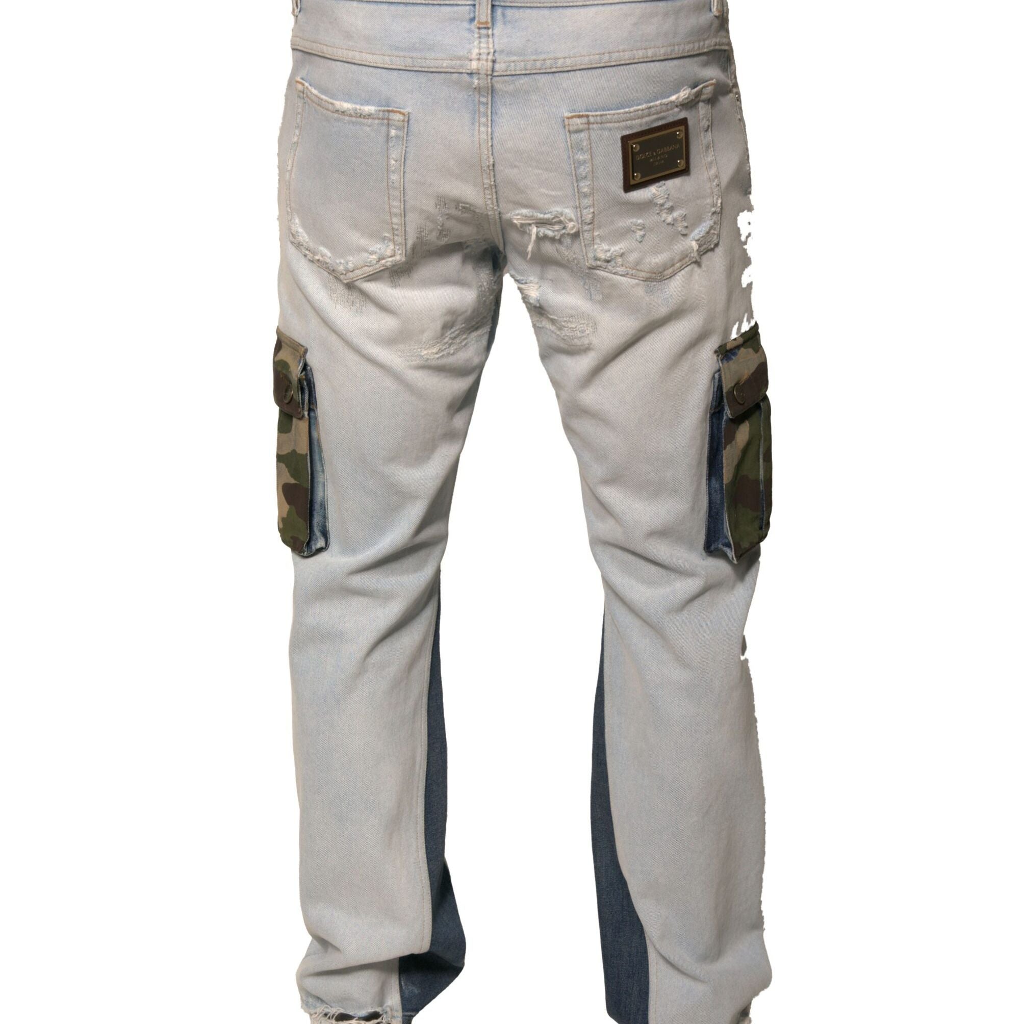 Dolce & Gabbana Light Blue Cotton Cargo Straight Denim Jeans