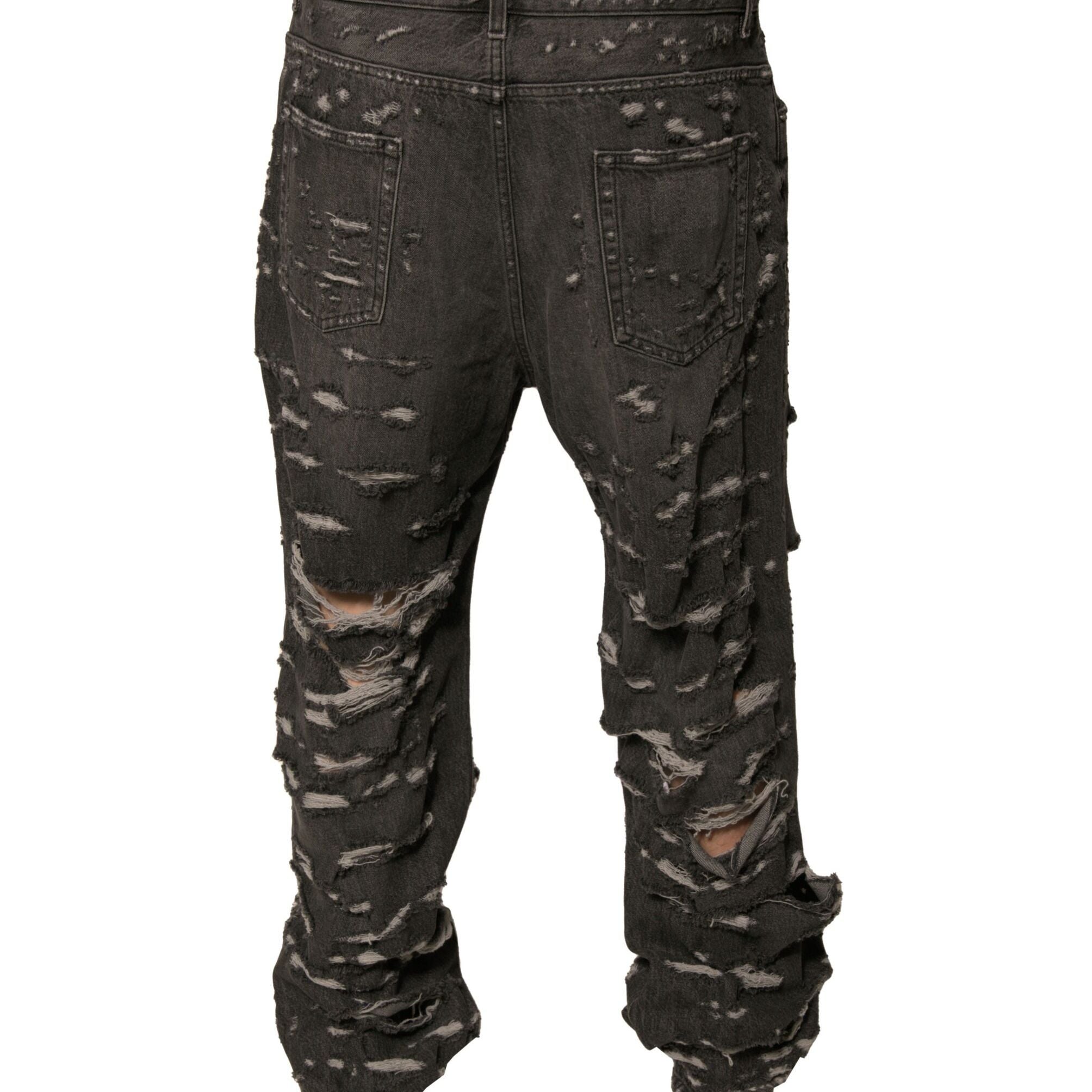 Dolce & Gabbana Gray Tattered Cotton Straight Men Denim Jeans