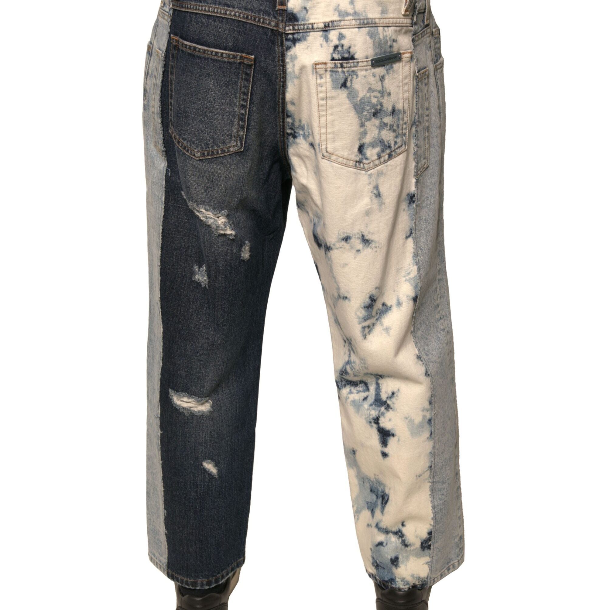 Dolce & Gabbana Multicolor Patchwork Cotton Straight Men Denim Jeans