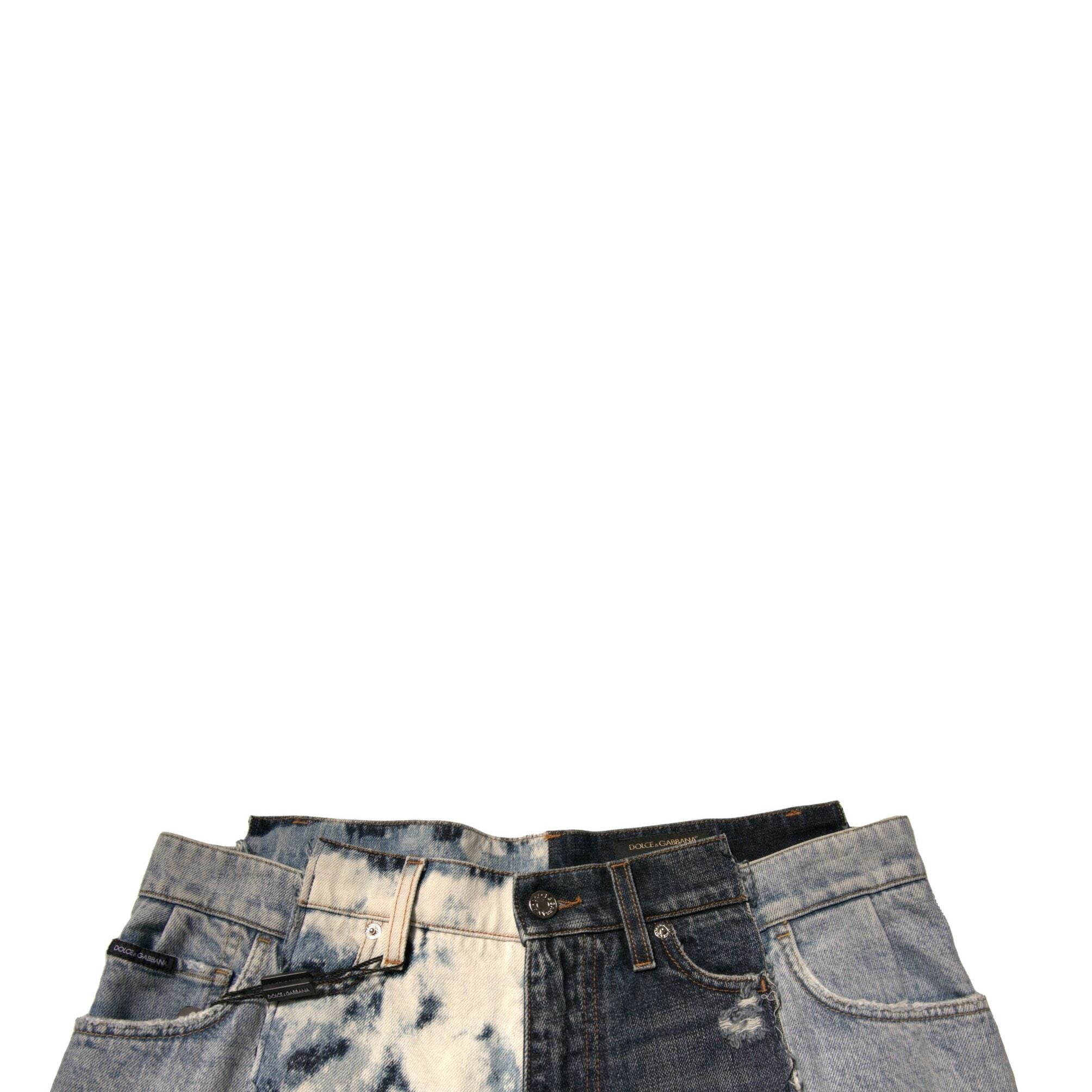 Dolce & Gabbana Multicolor Patchwork Cotton Straight Men Denim Jeans