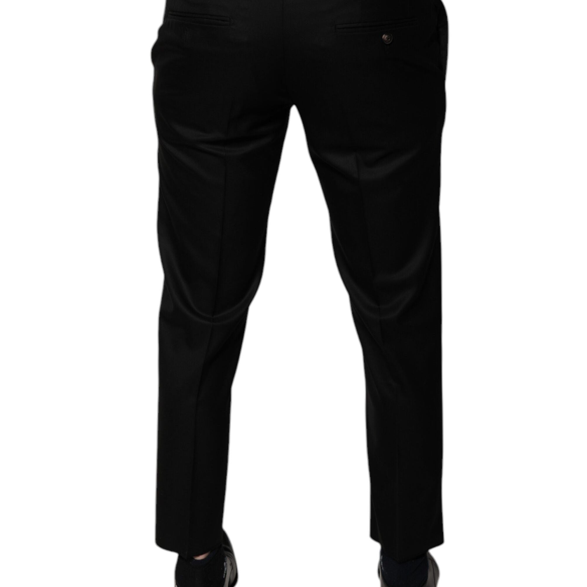 Dolce & Gabbana Black Wool Tapered Formal Dress Pants