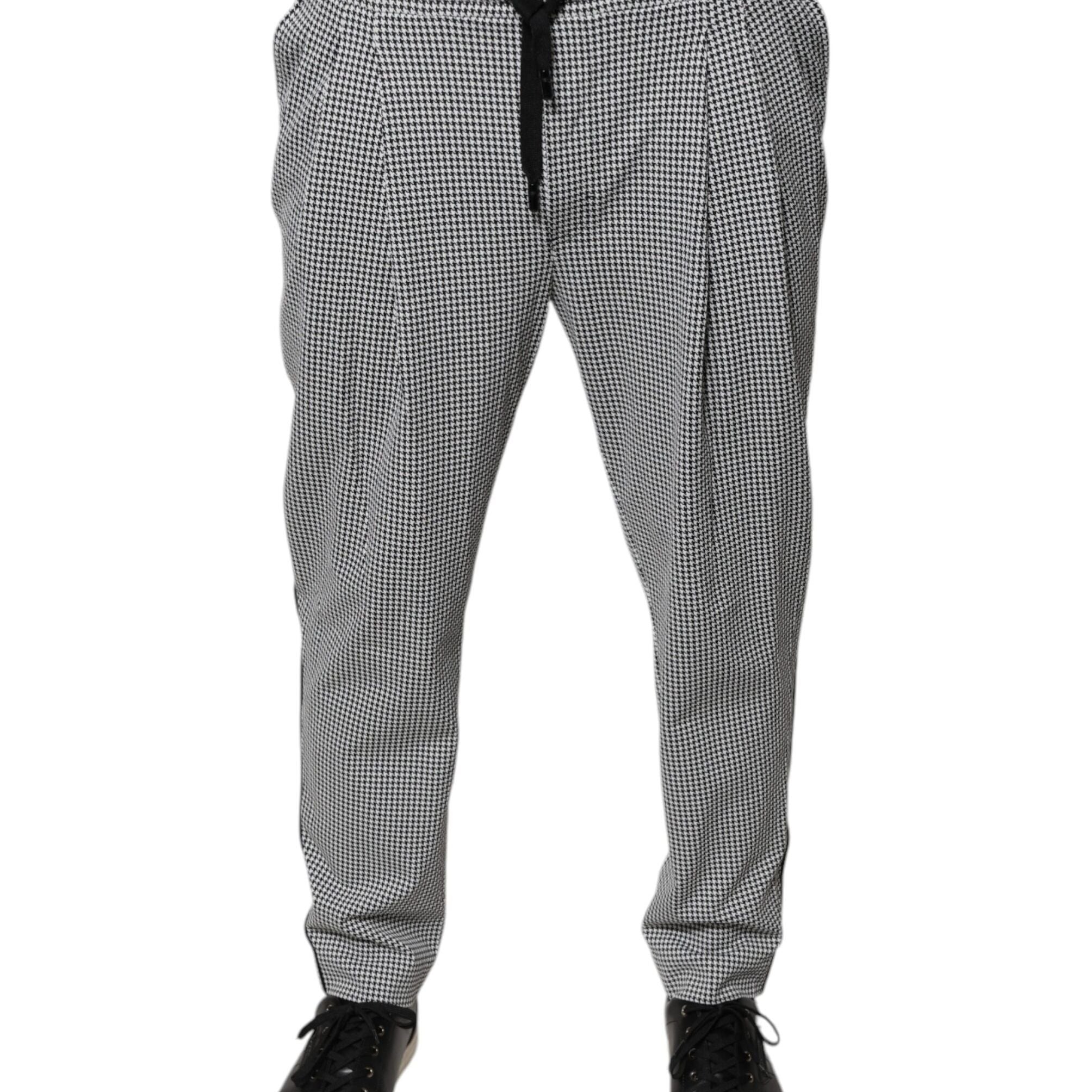 Dolce & Gabbana Black White Houndstooth Skinny Dress Pants