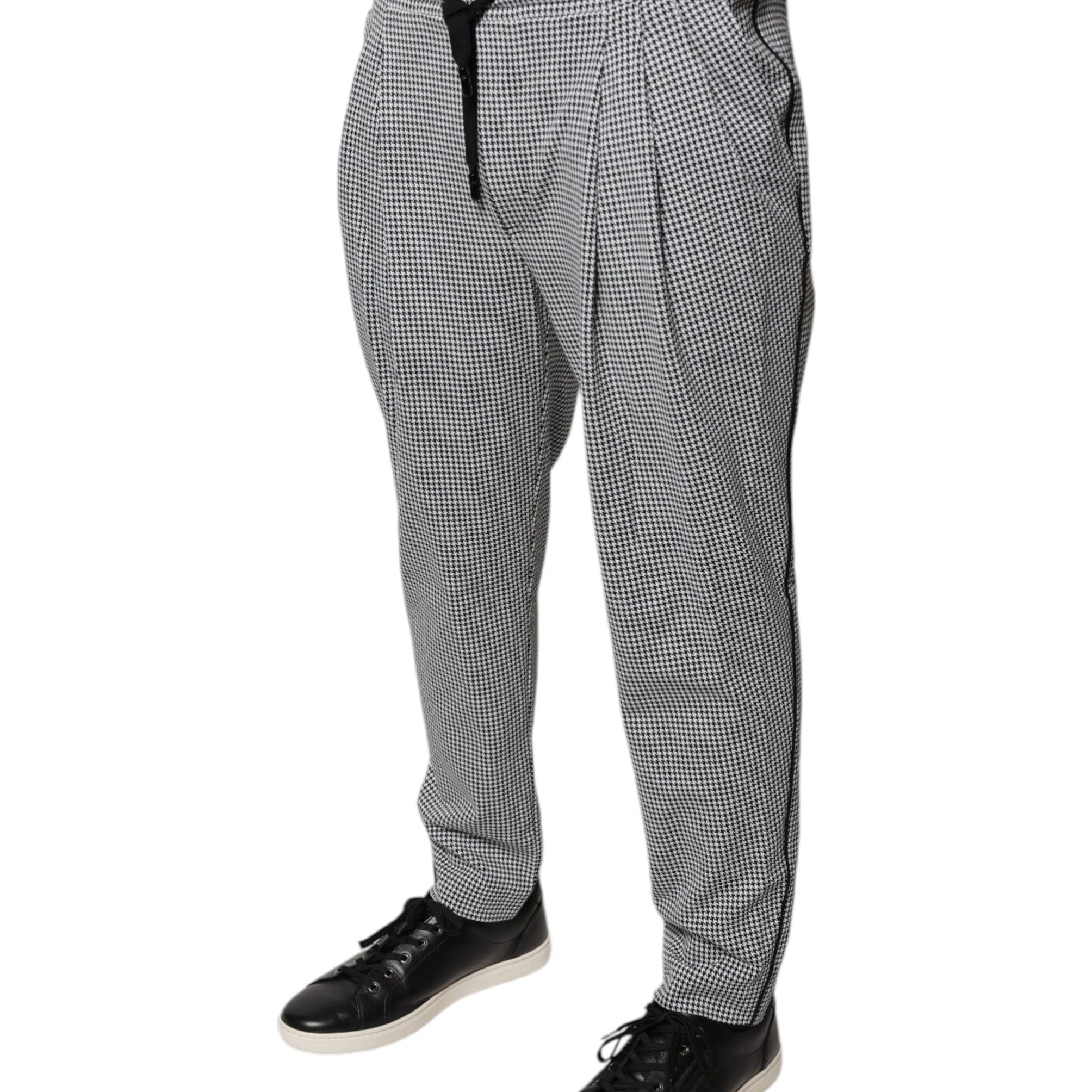 Dolce & Gabbana Black White Houndstooth Skinny Dress Pants