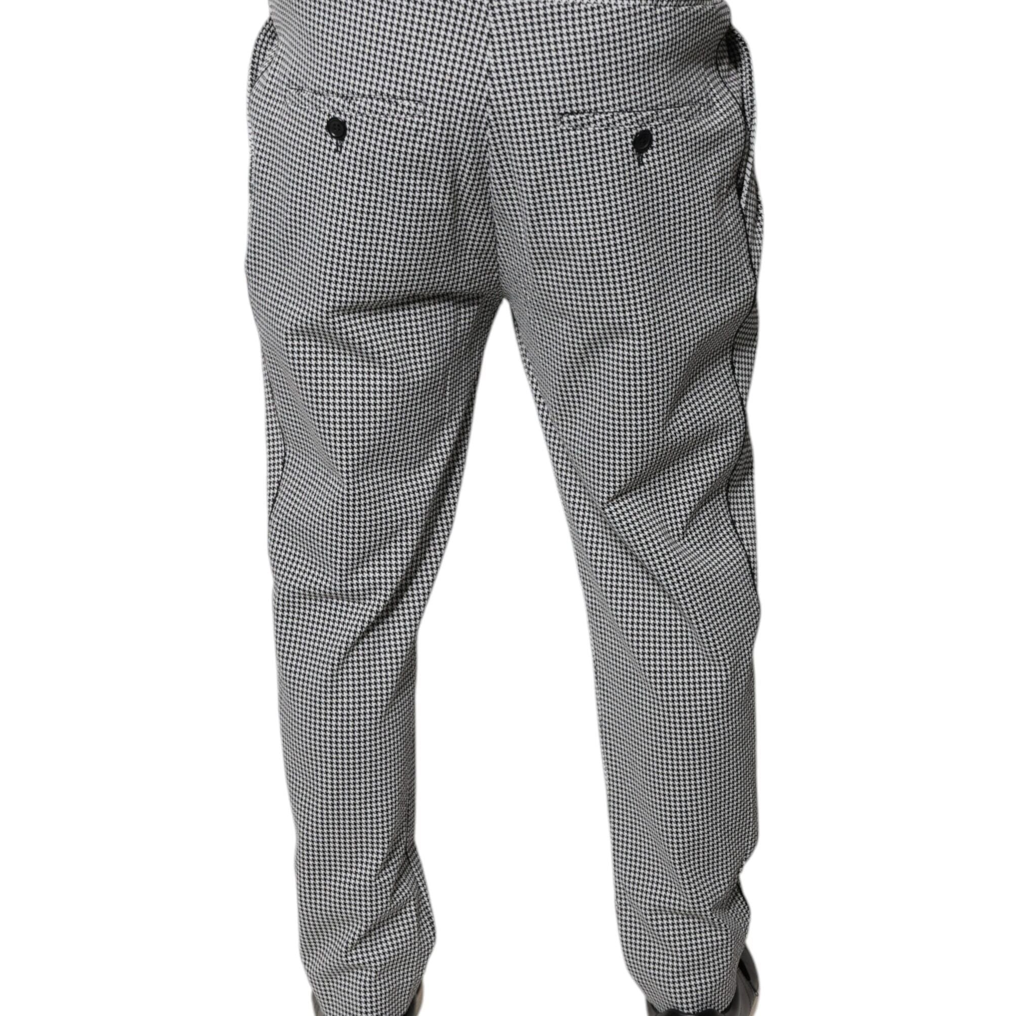 Dolce & Gabbana Black White Houndstooth Skinny Dress Pants