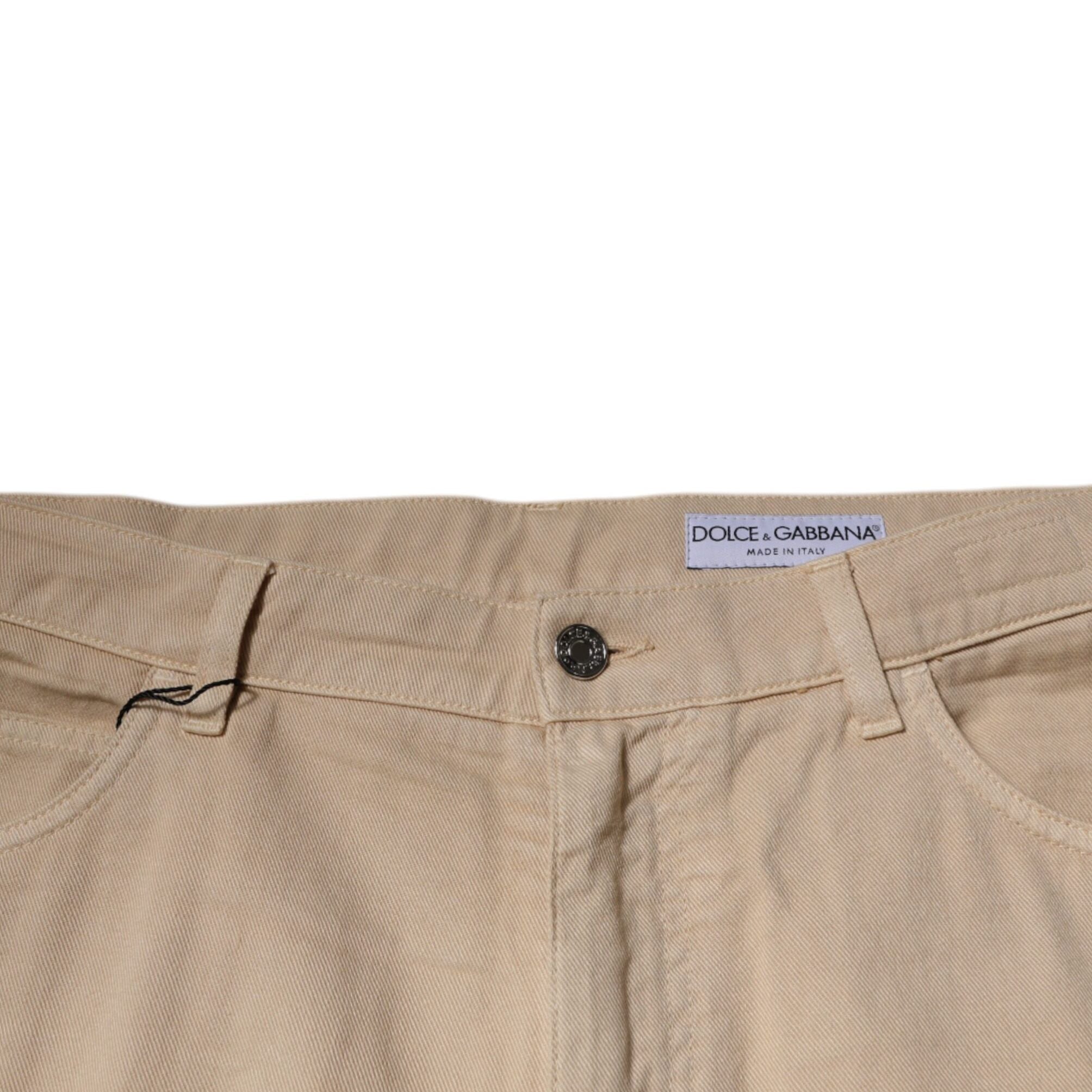 Dolce & Gabbana Beige Cotton Mid Waist Skinny Denim Jeans