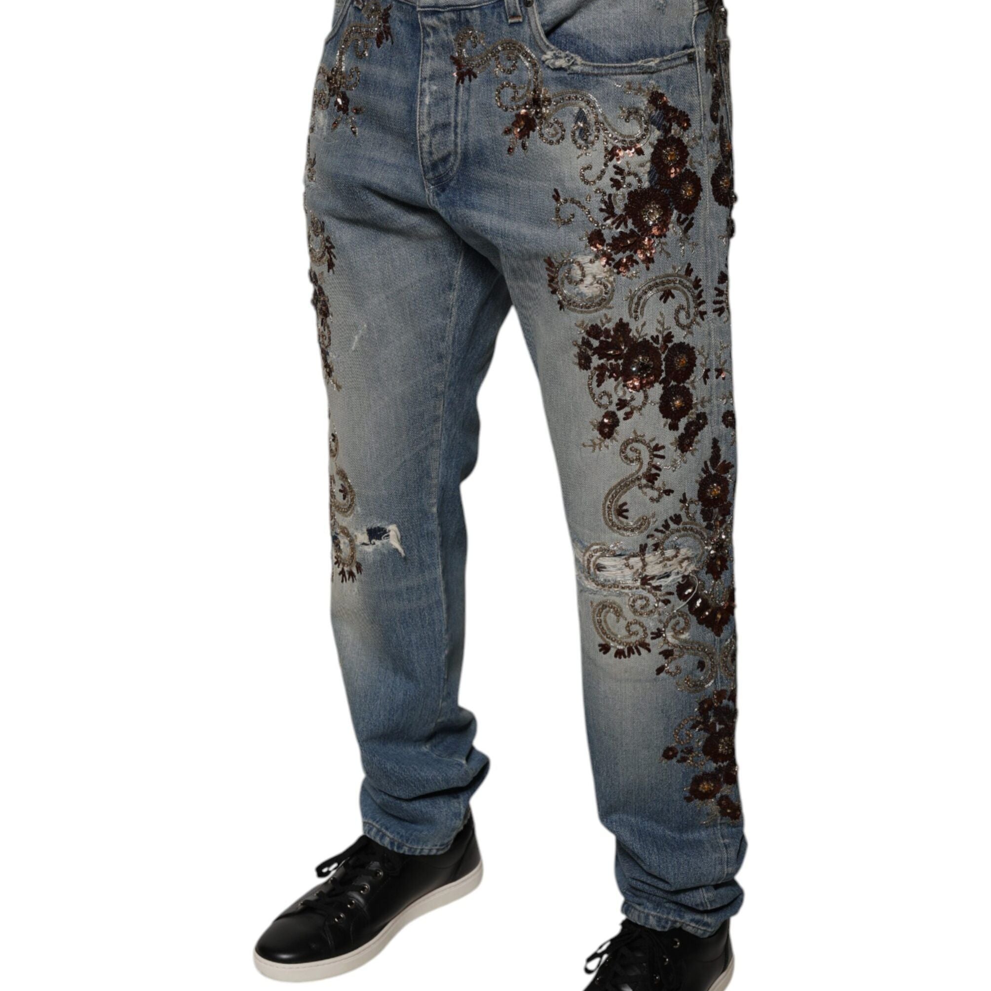 Dolce & Gabbana Light Blue Embroidered Skinny Denim Jeans