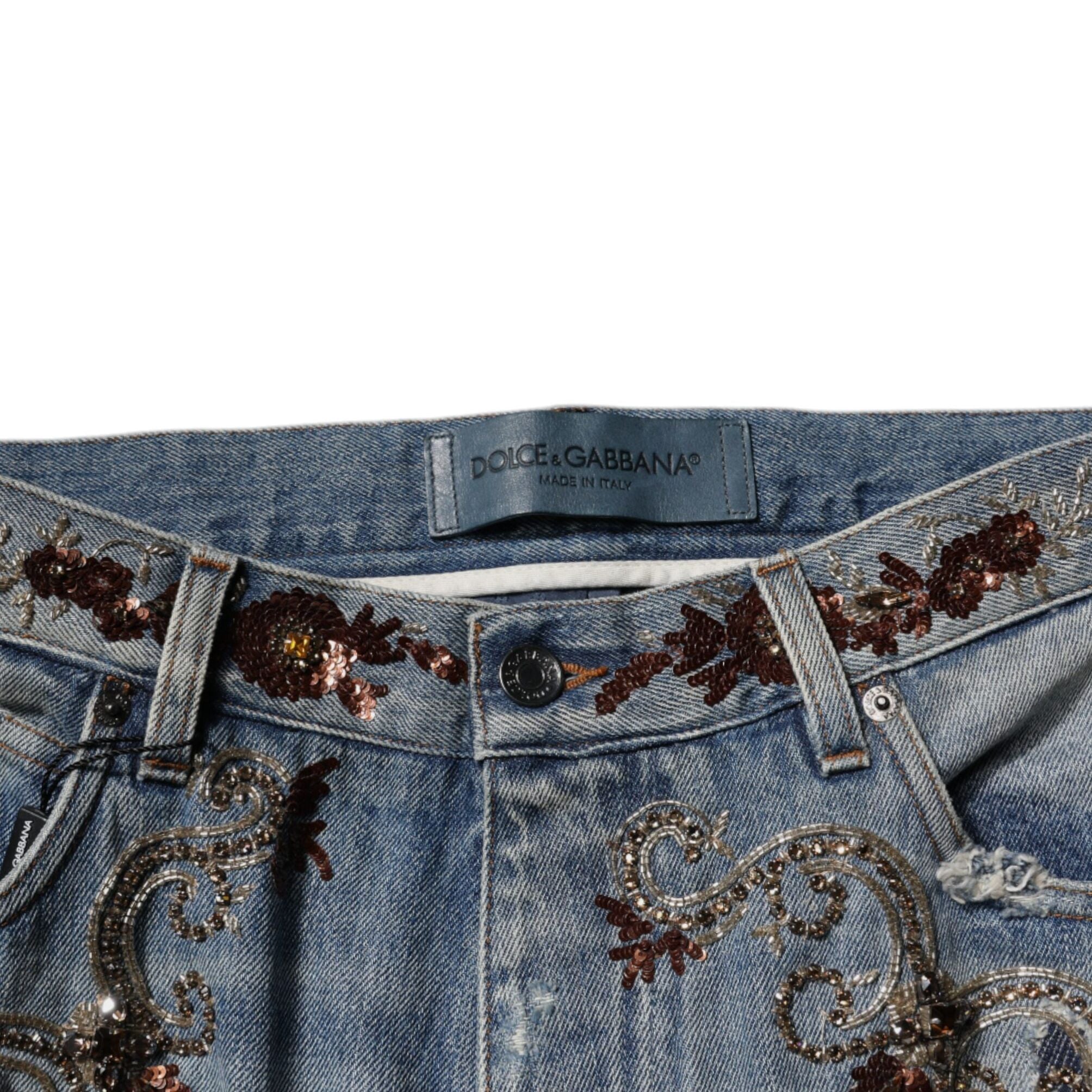 Dolce & Gabbana Light Blue Embroidered Skinny Denim Jeans
