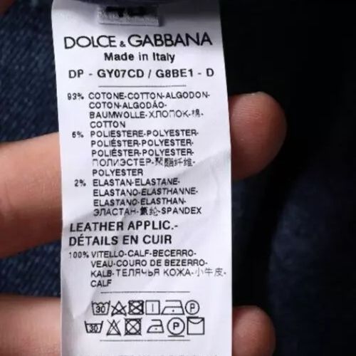 Dolce & Gabbana Dark Blue Cotton Logo Skinny Denim Jeans