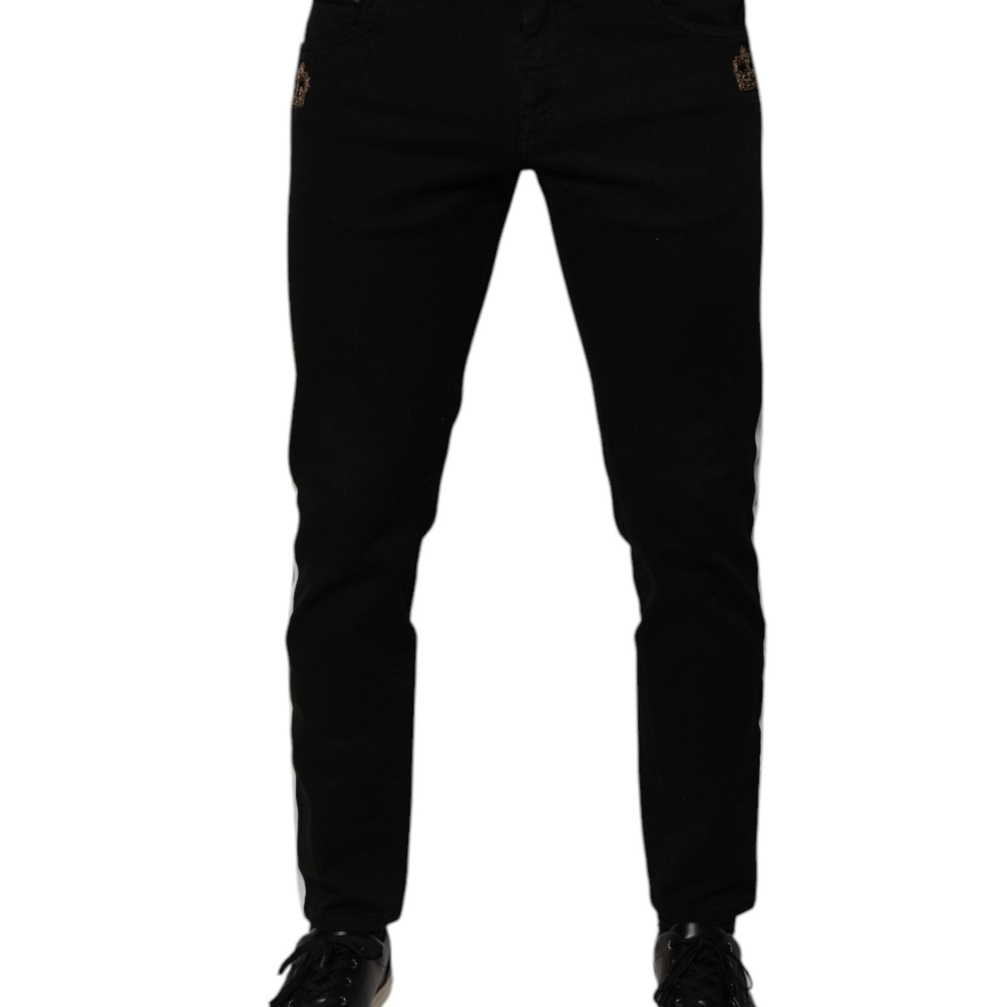 Dolce & Gabbana Black Crown White Lining Skinny Denim Jeans