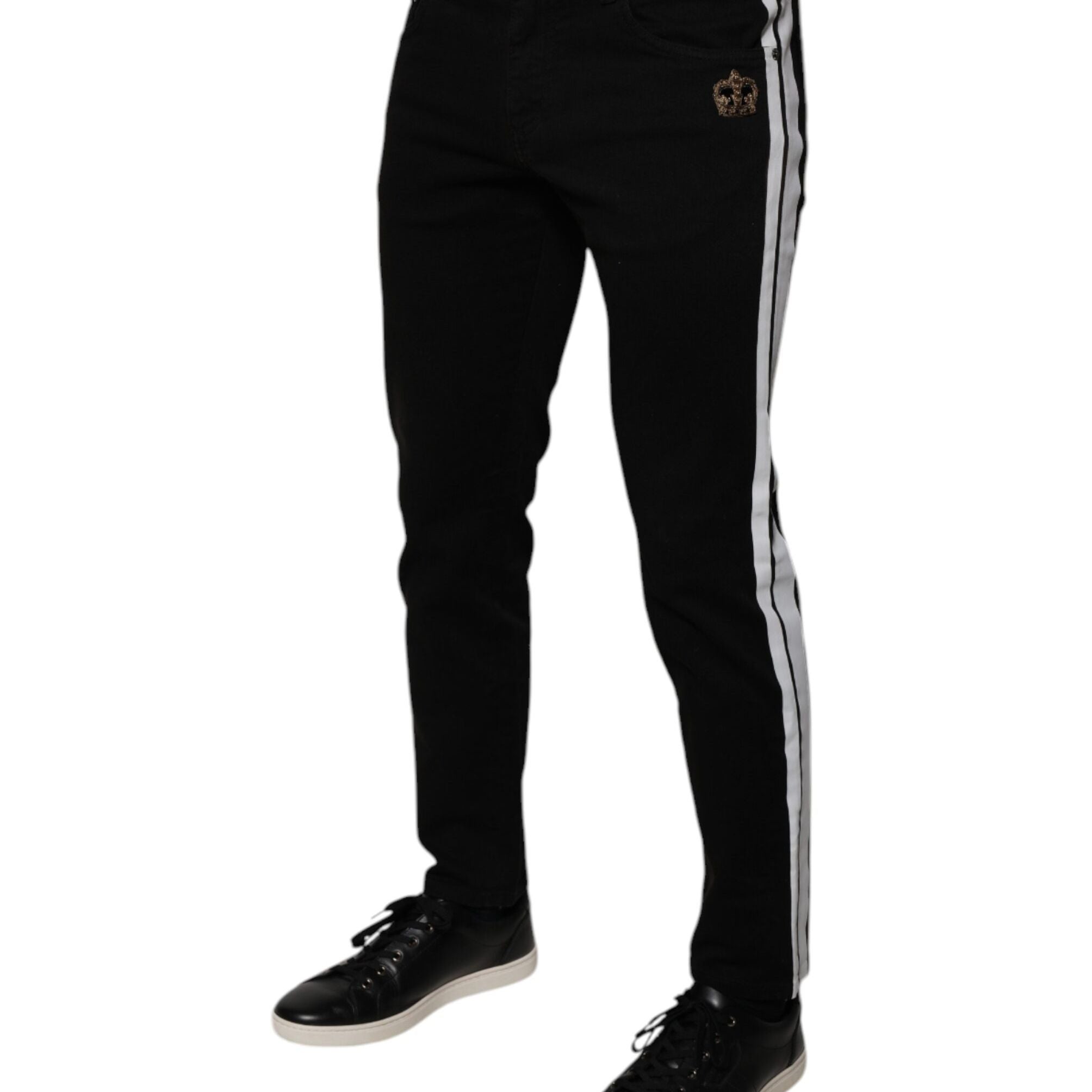 Dolce & Gabbana Black Crown White Lining Skinny Denim Jeans