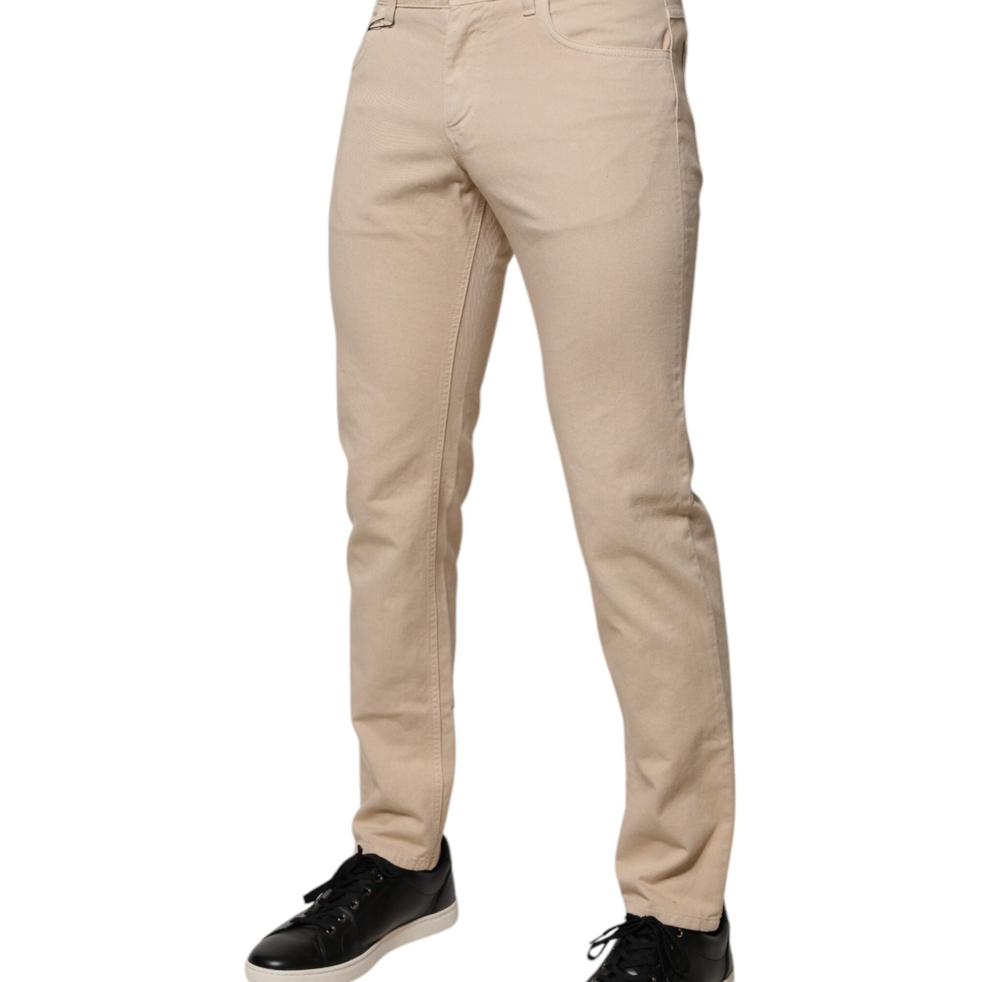 Dolce & Gabbana Beige Cotton Stretch Regular Men Denim Jeans