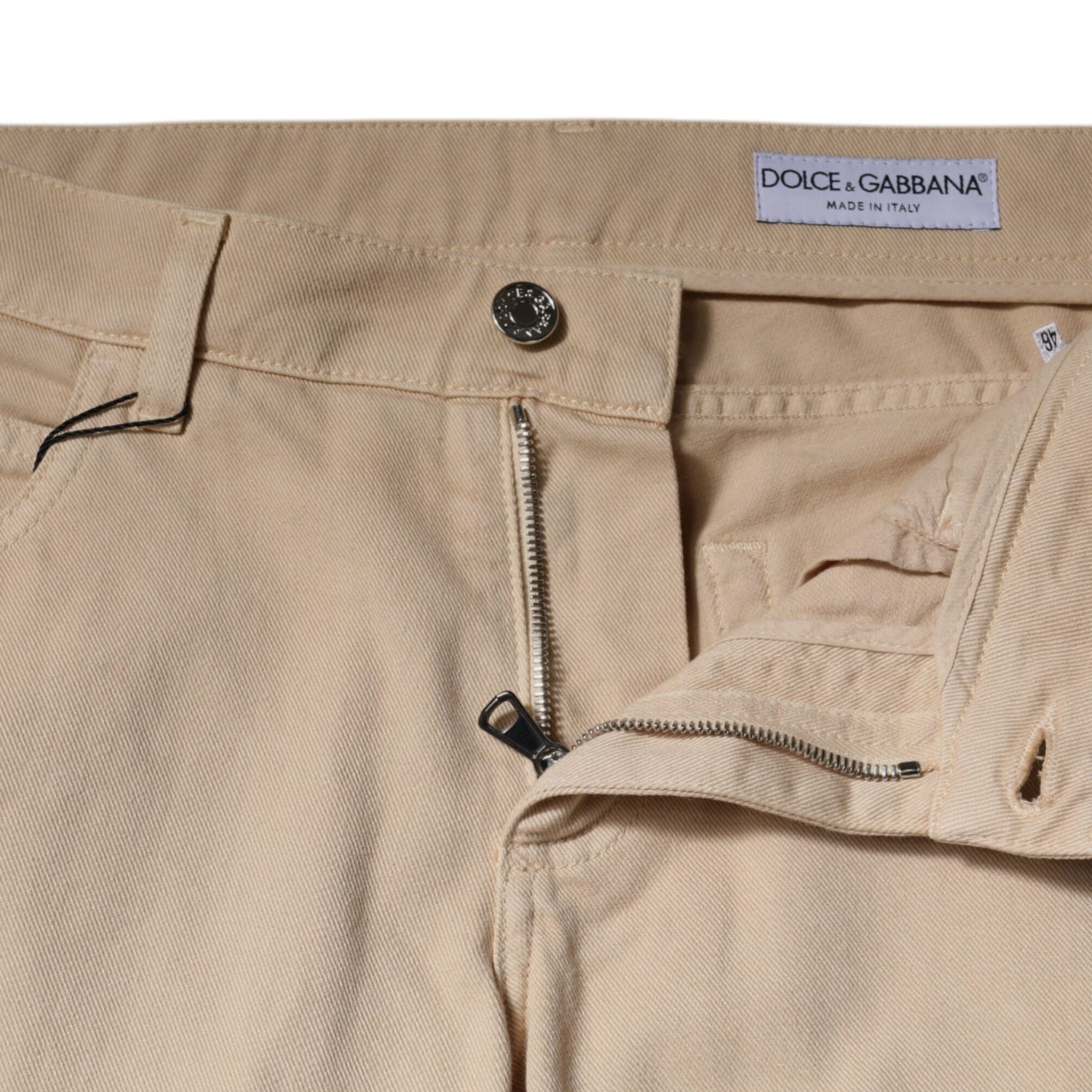 Dolce & Gabbana Beige Cotton Stretch Regular Men Denim Jeans