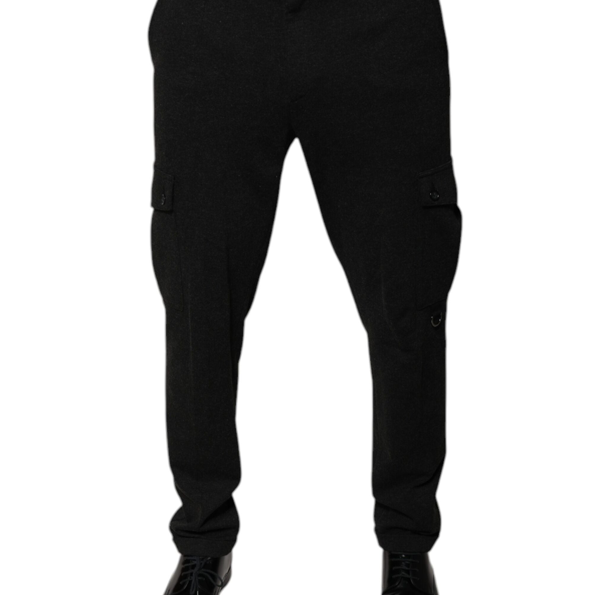 Dolce & Gabbana Black Viscose Cargo Men Casual Pants
