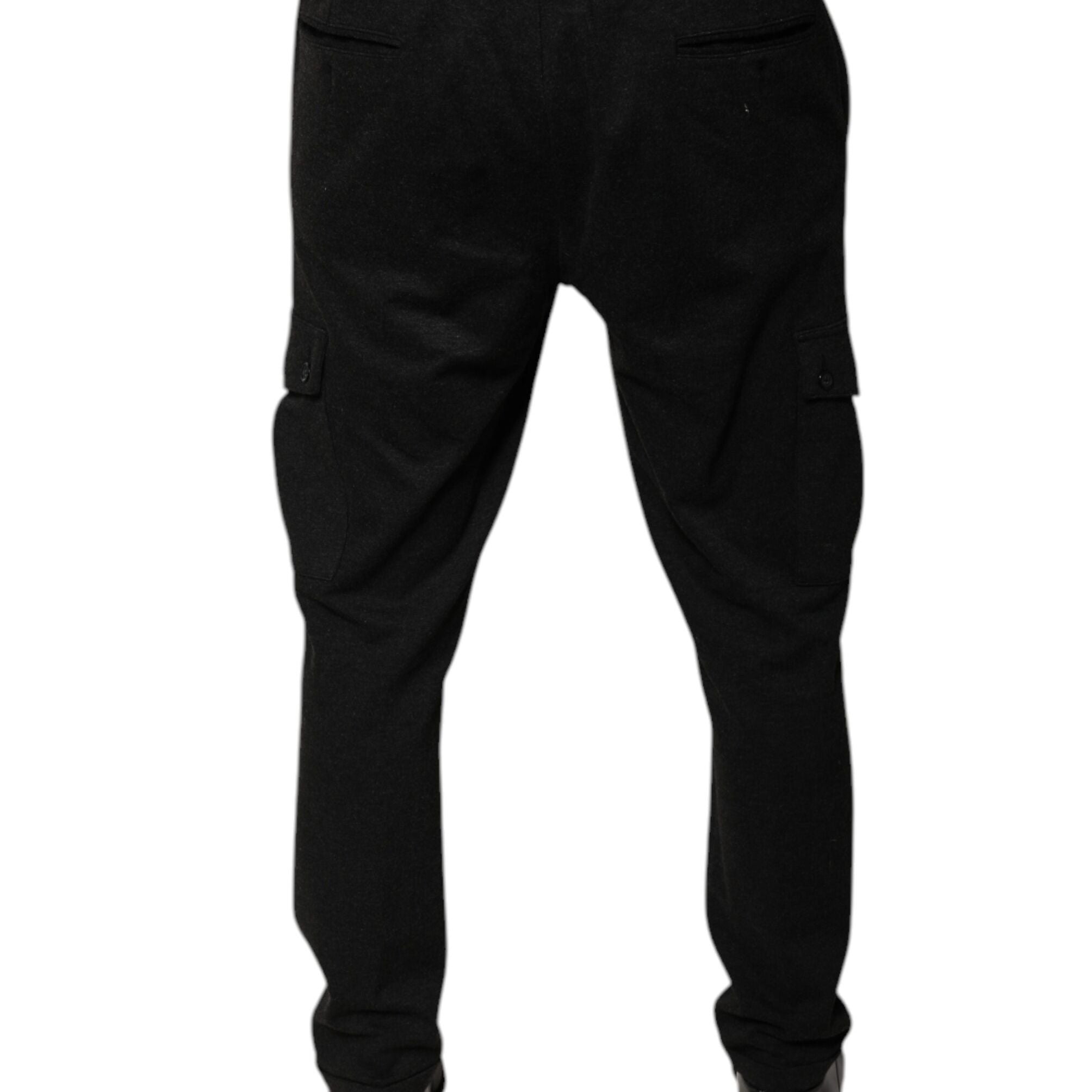 Dolce & Gabbana Black Viscose Cargo Men Casual Pants