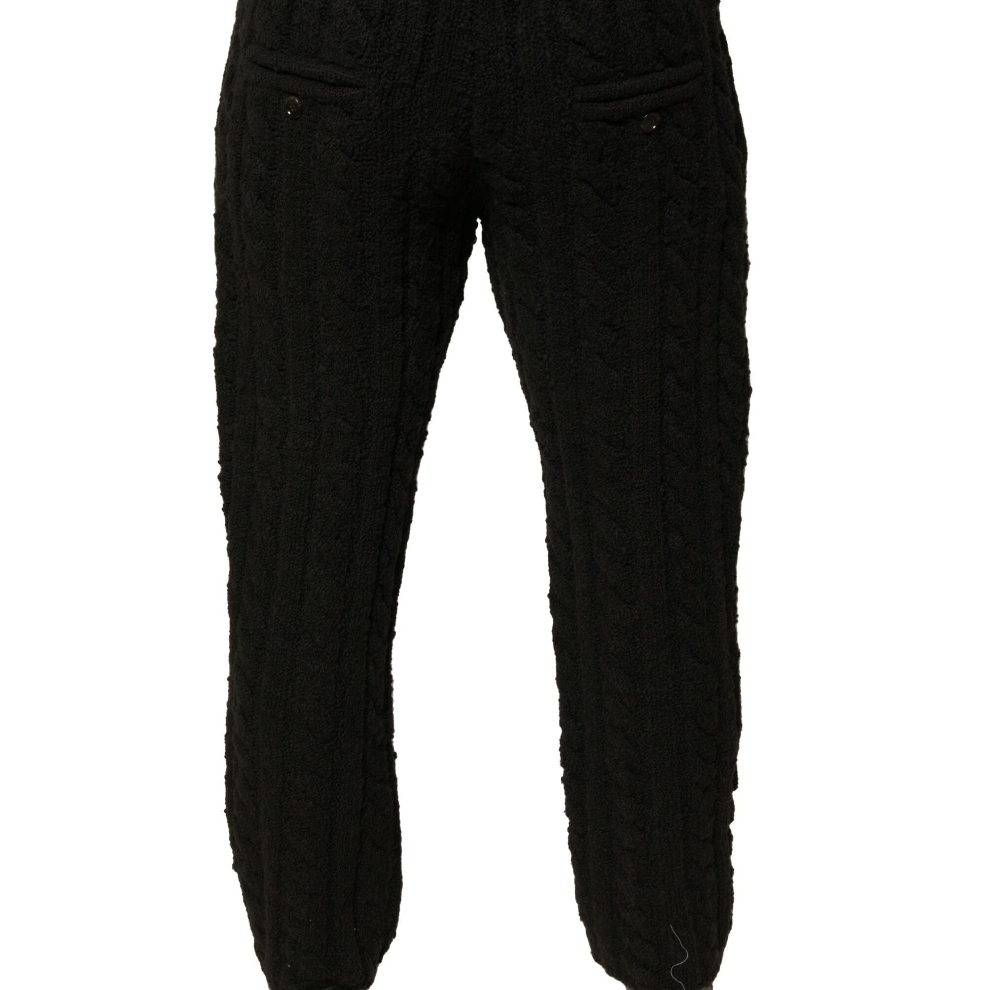 Dolce & Gabbana Black Wool Knitted Skinny Pants