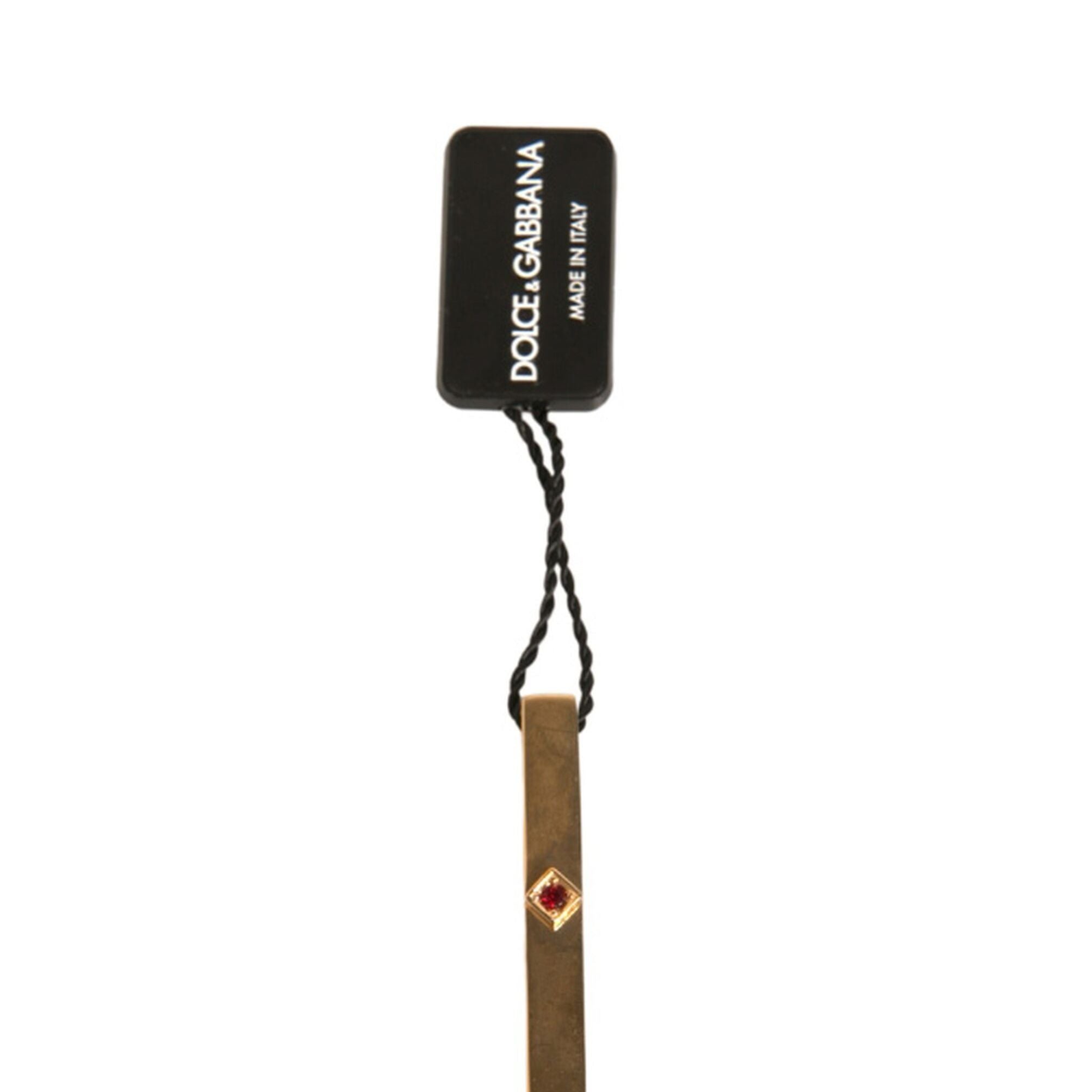 Dolce & Gabbana Gold Tone Brass Crystal Branded Tie Clip Bar