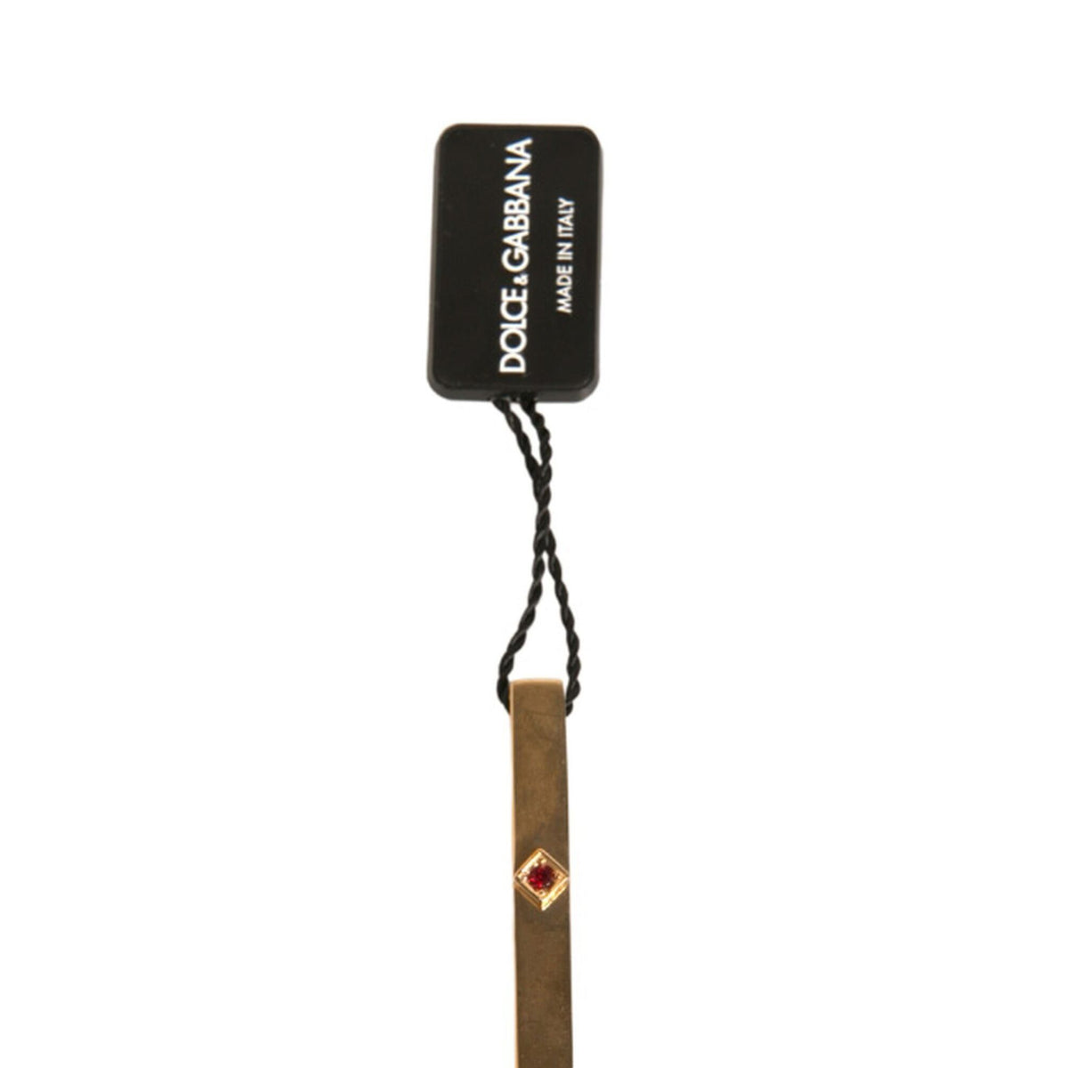 Dolce & Gabbana Gold Tone Brass Crystal Branded Tie Clip Bar