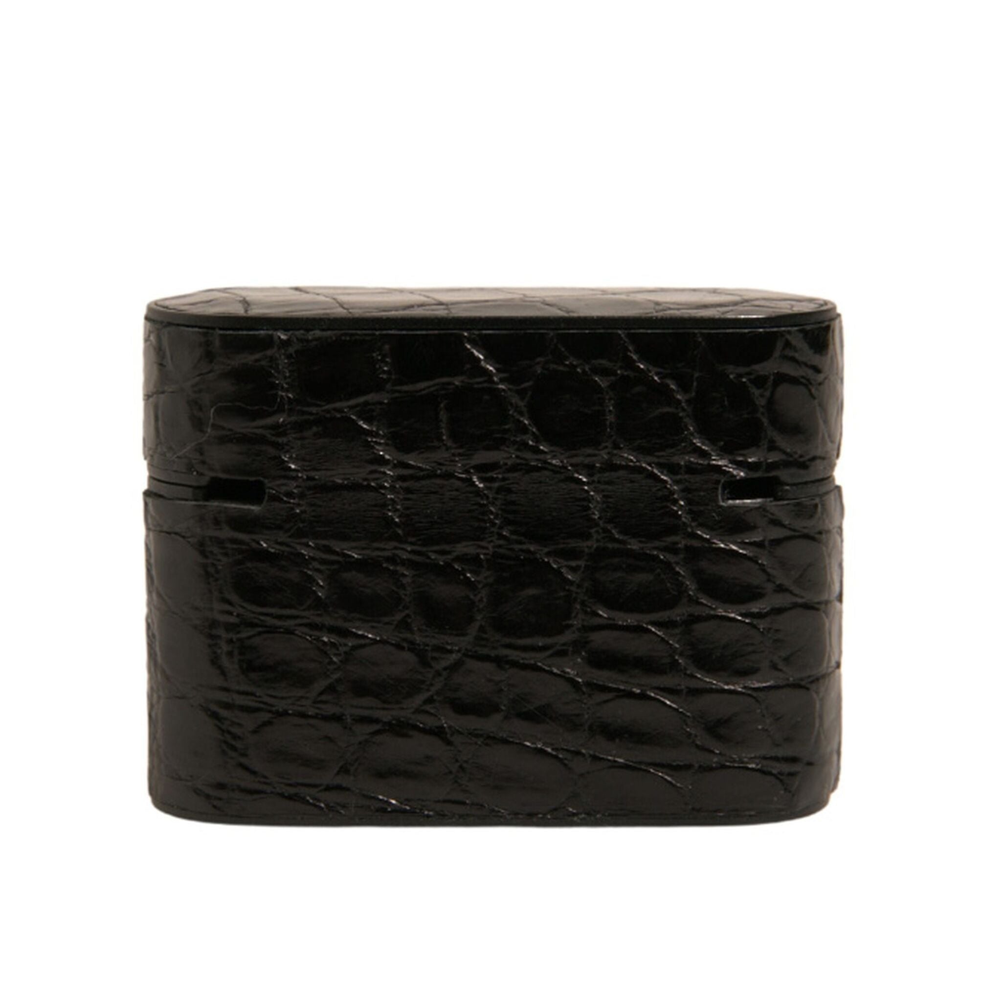 Dolce & Gabbana Black Leather Metal Logo Plaque Holder Airpods Case