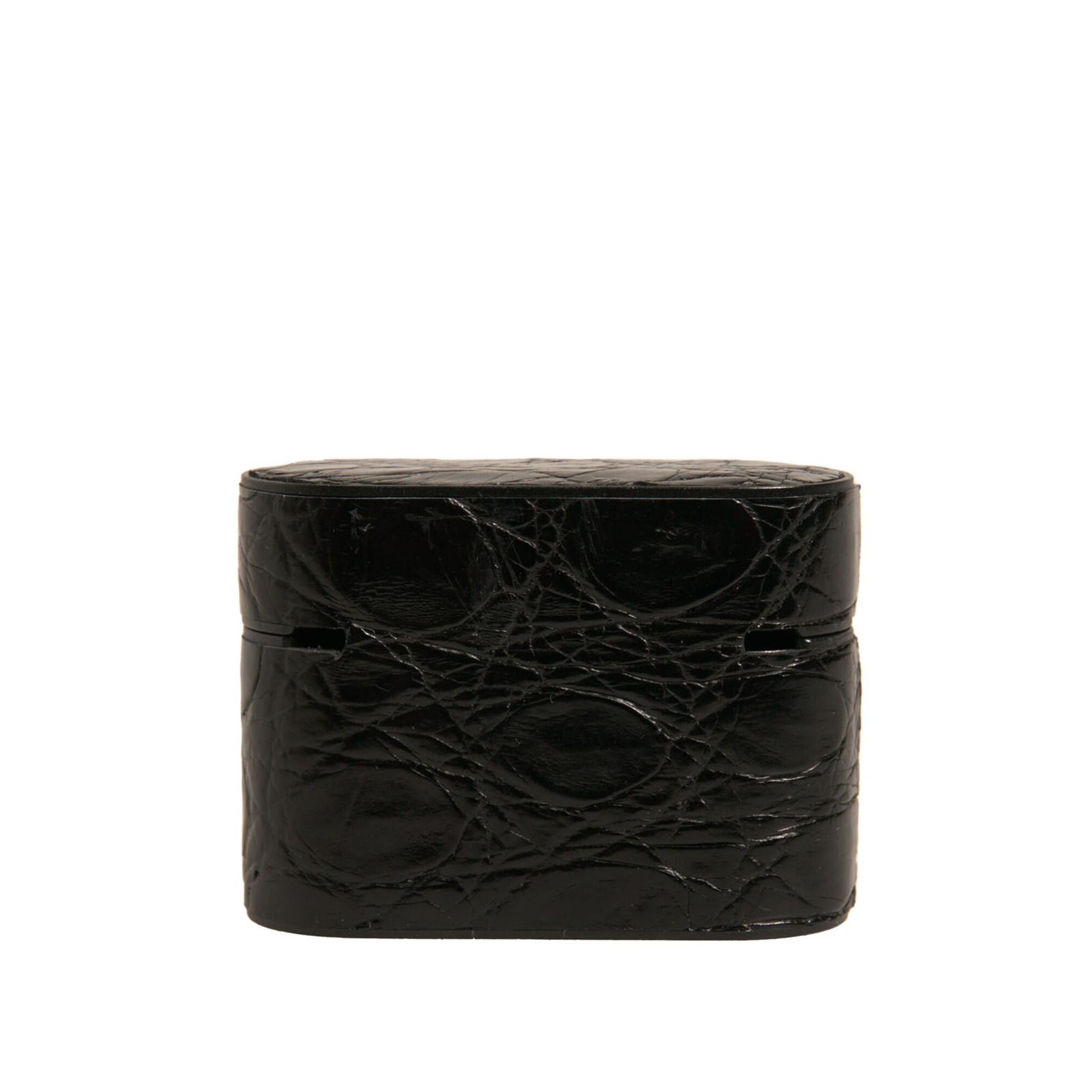 Dolce & Gabbana Black Leather Metal Logo Plaque Holder Airpods Case