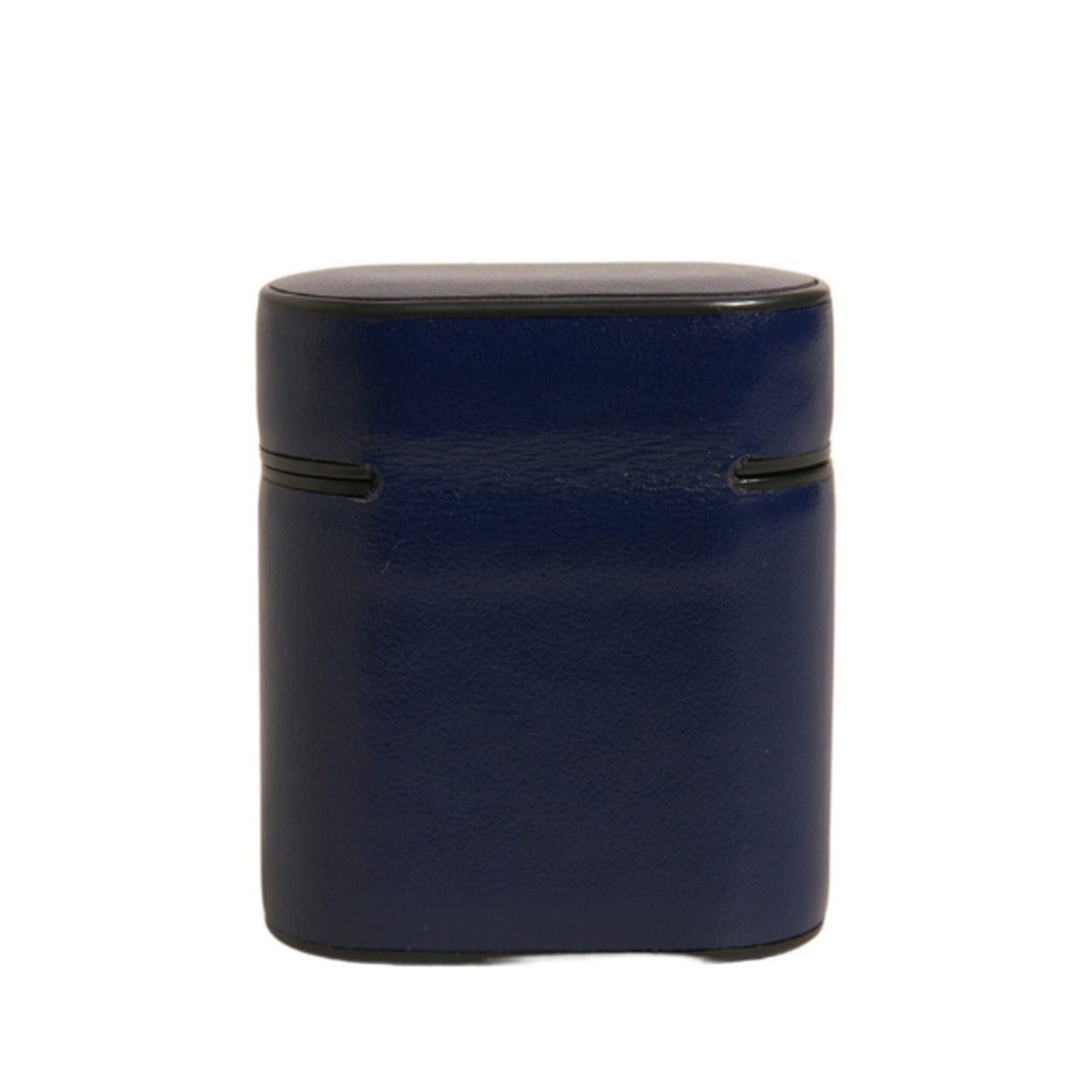 Dolce & Gabbana Blue Leather Logo Print Flip Holder Airpods Case