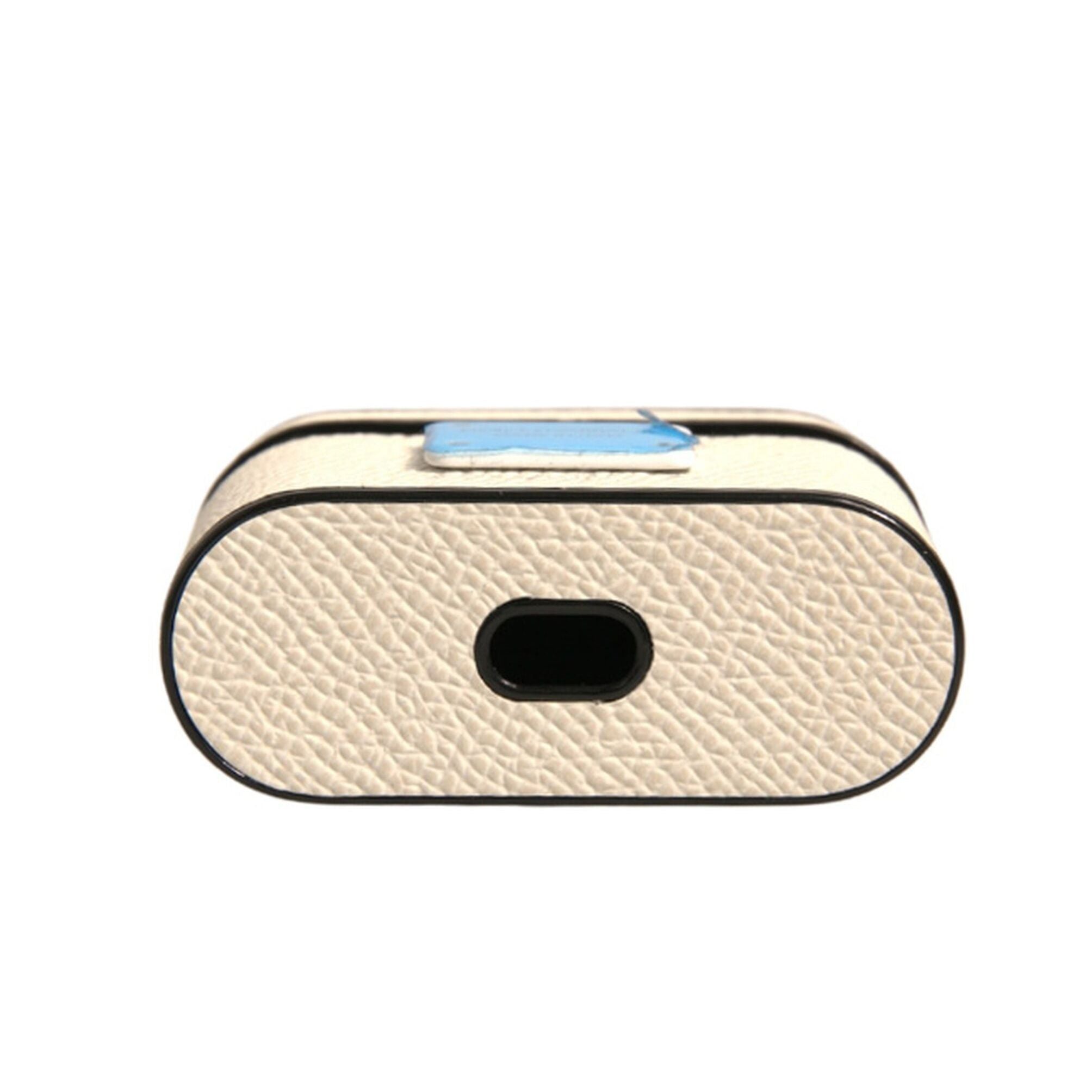 Dolce & Gabbana White Leather Metal Logo Plaque Holder Airpods Case