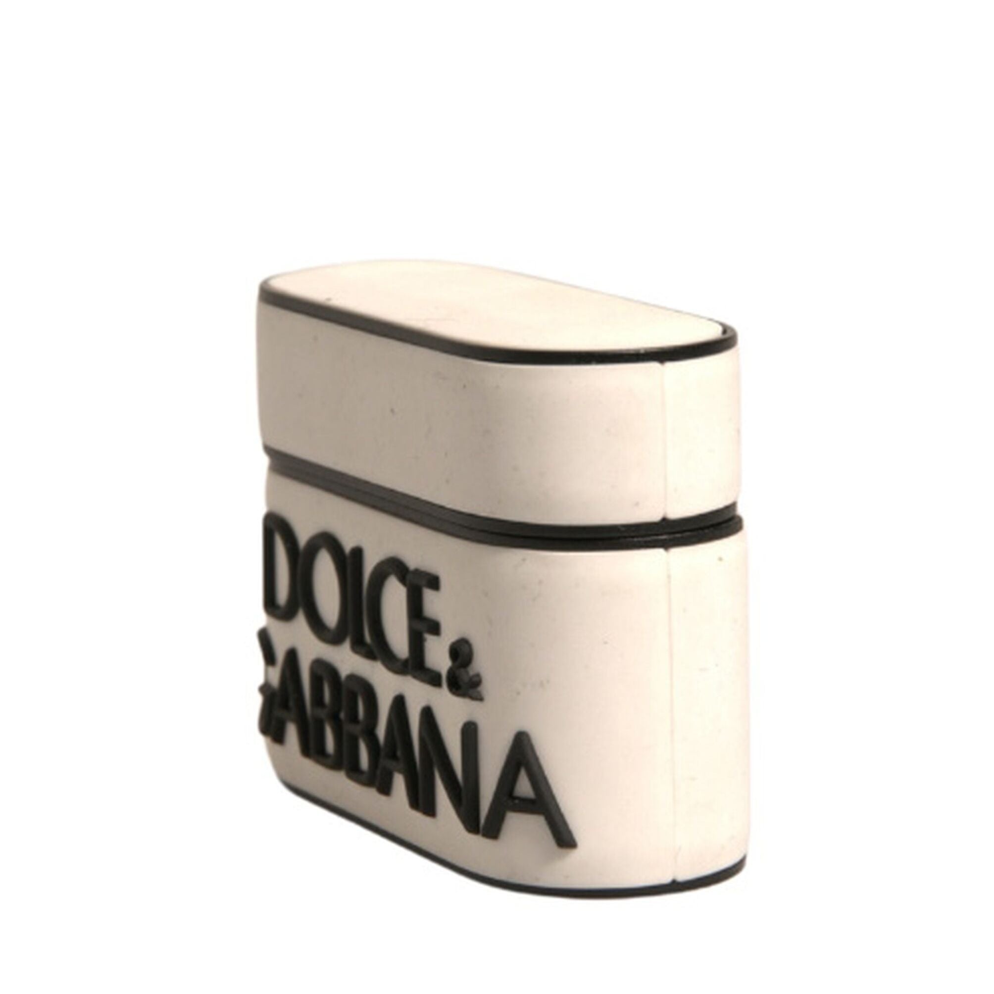 Dolce & Gabbana White PVC Embossed Logo Plaque Holder Airpods Case