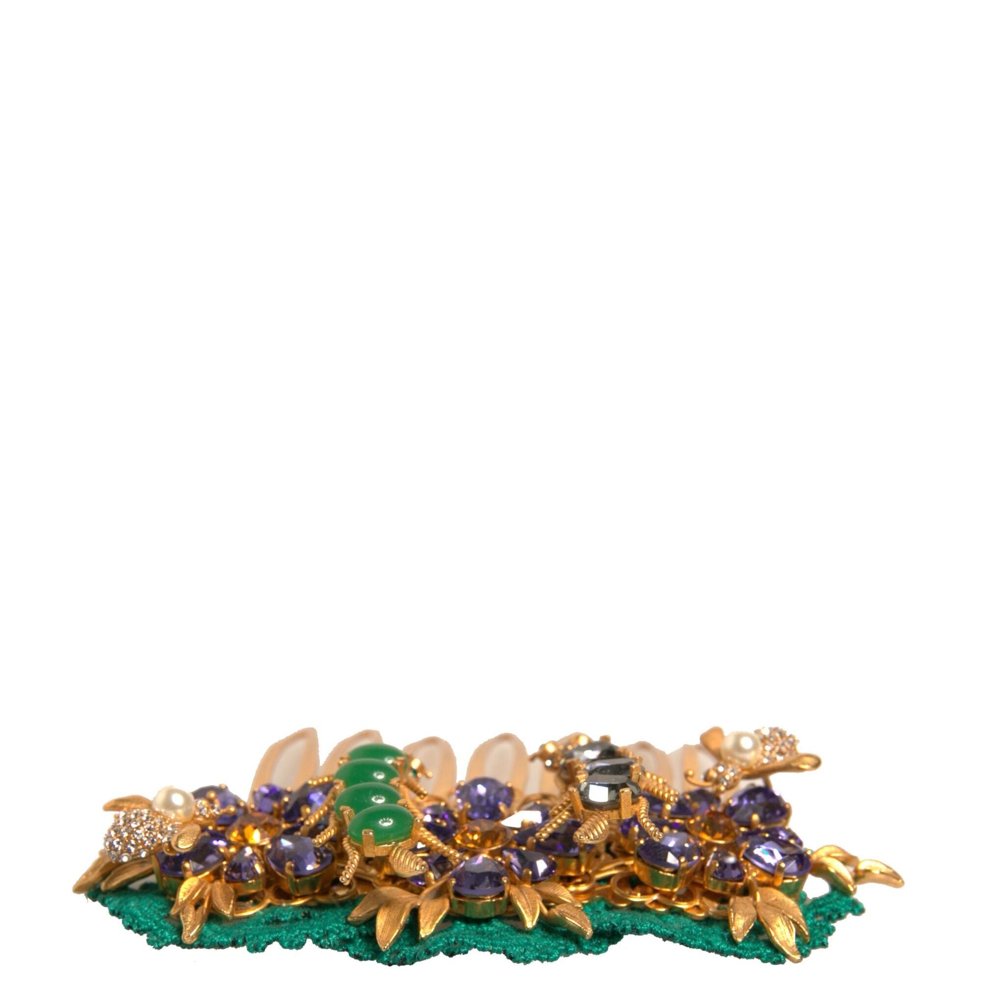 Dolce & Gabbana Gold Brass Crystals Hair Stick Comb