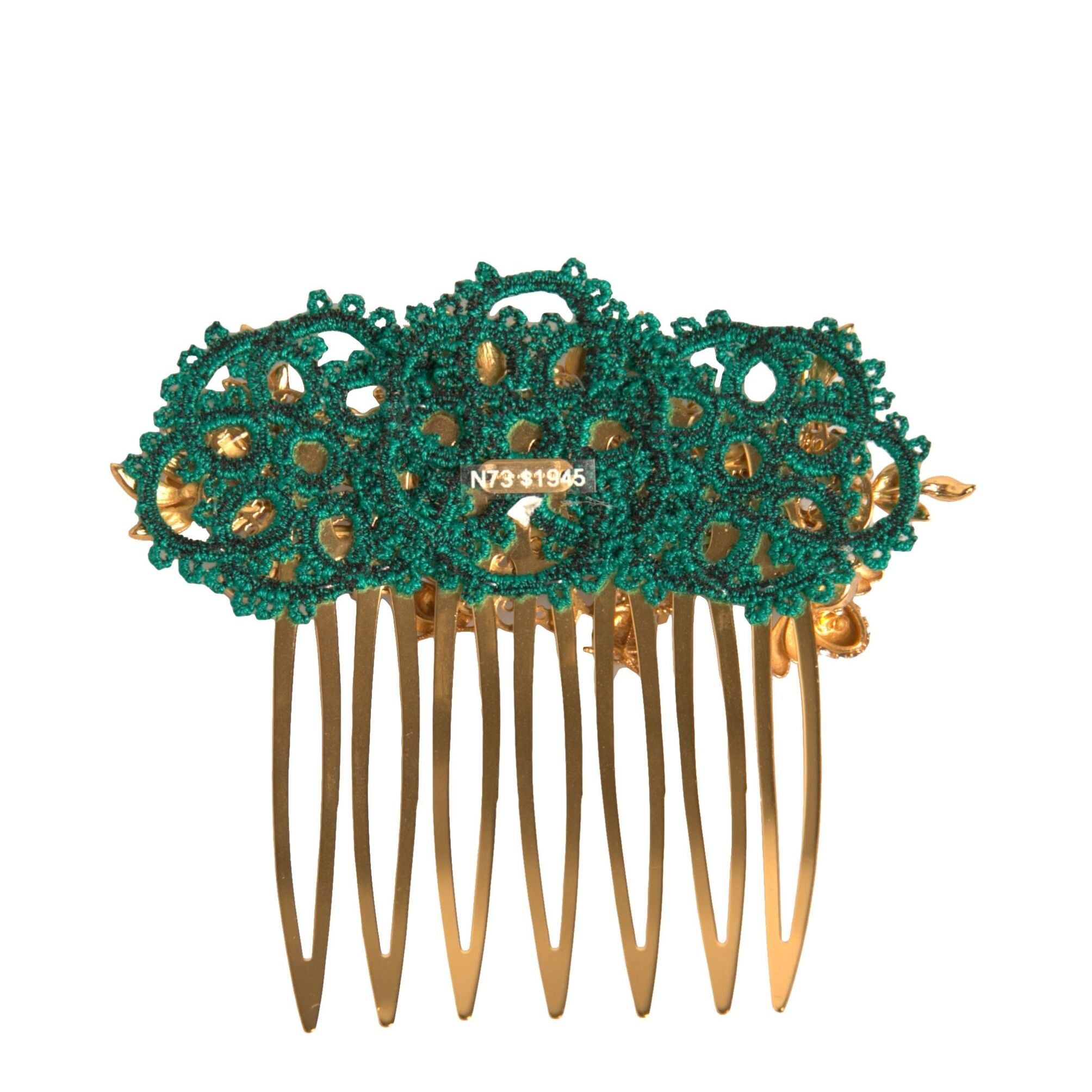 Dolce & Gabbana Gold Brass Crystals Hair Stick Comb