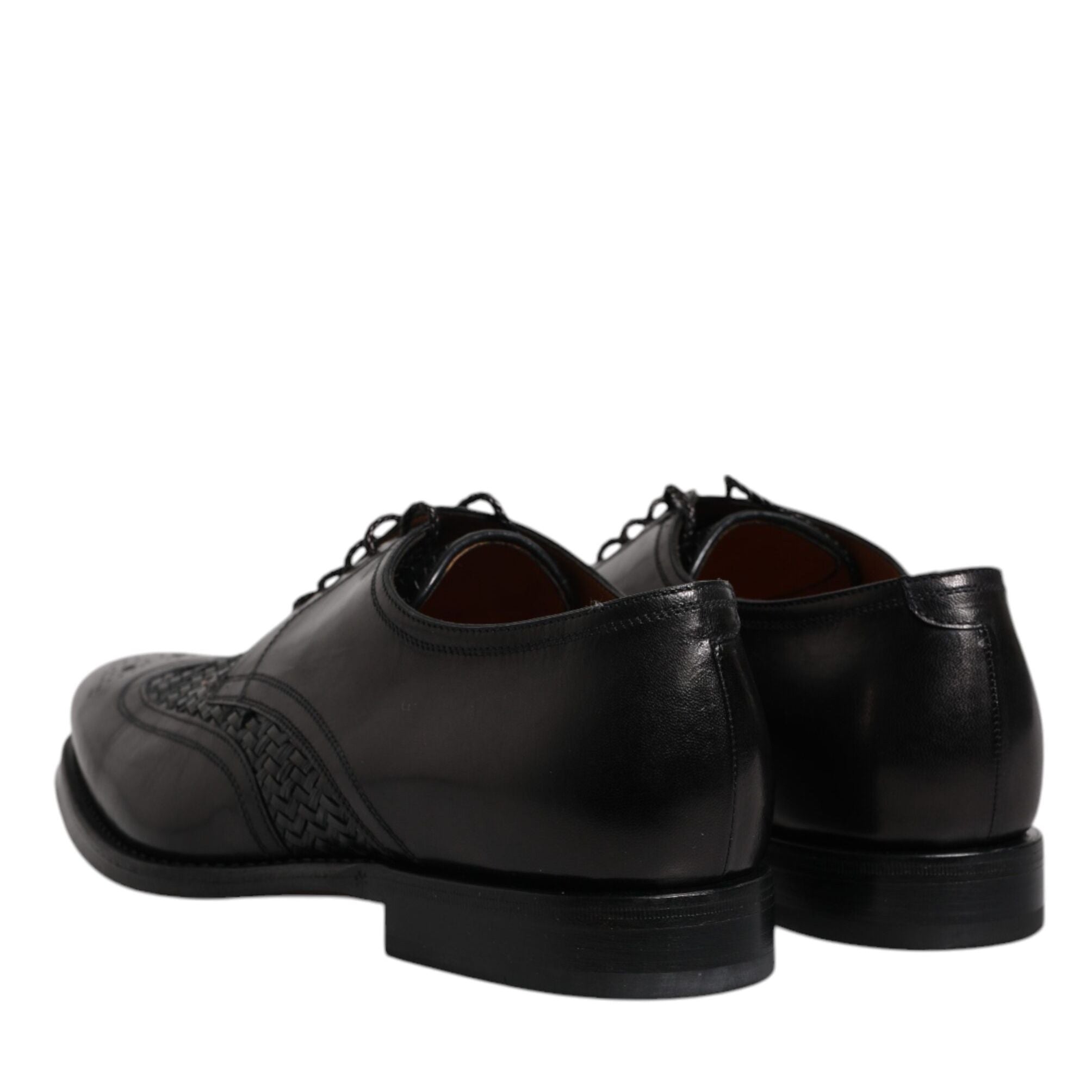 Dolce & Gabbana Black Leather Derby Wingtip Lace Up Formal Dress Shoes