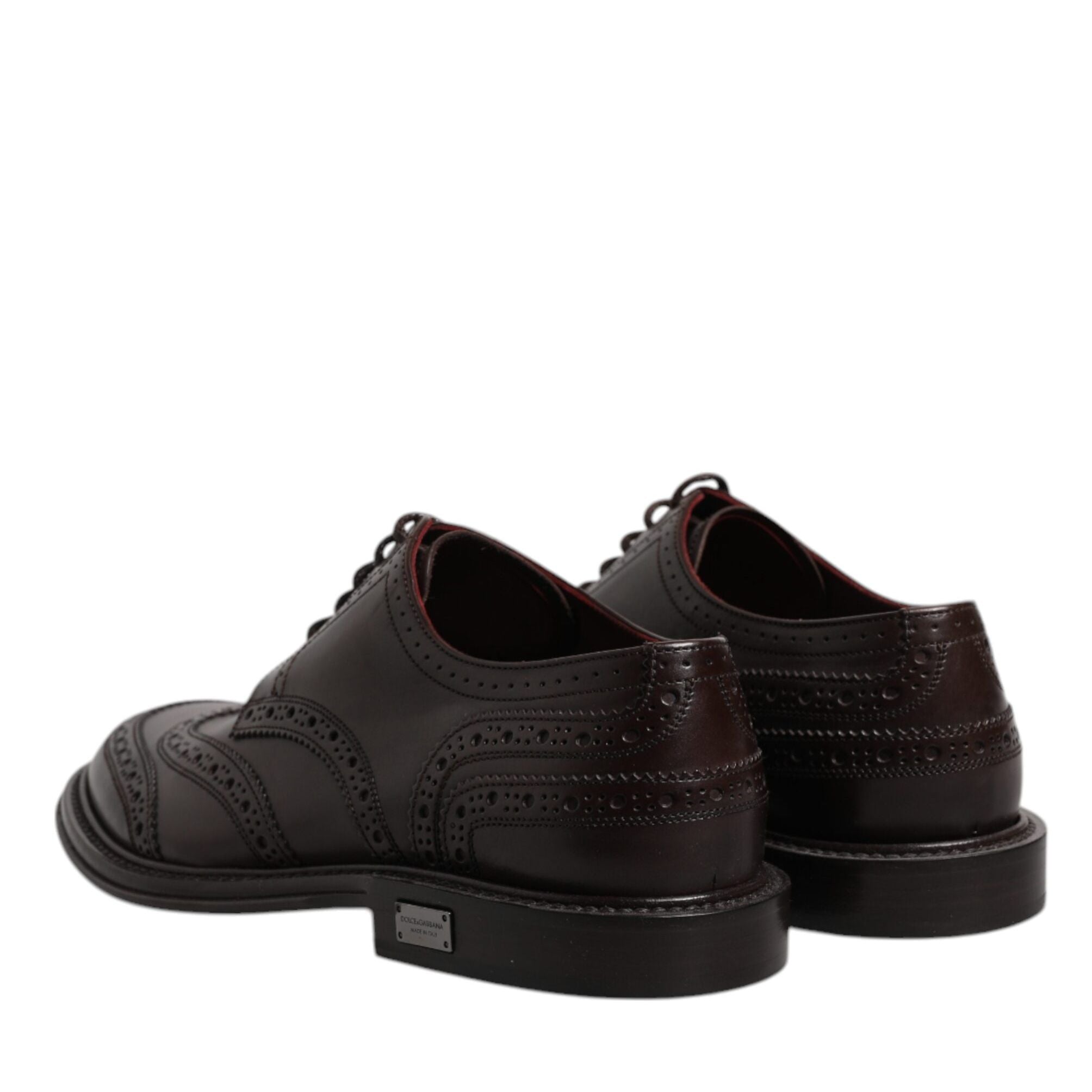 Dolce & Gabbana Brown Leather Derby Wingtip Lace Up Formal Dress Shoes
