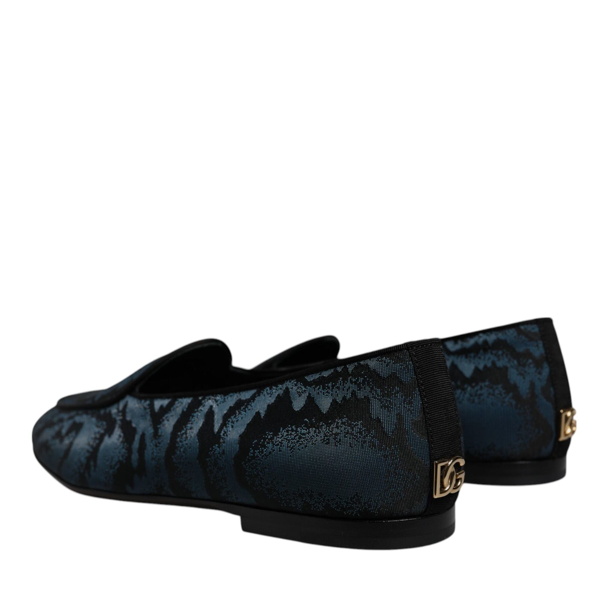 Dolce & Gabbana Blue Black Flats Men Loafers Dress Shoes